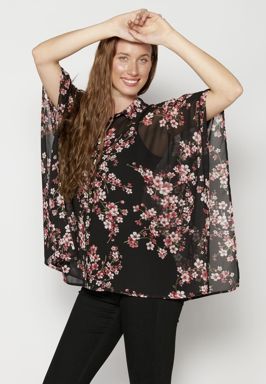 Black Fluid Short Sleeve Blouse for Women 8