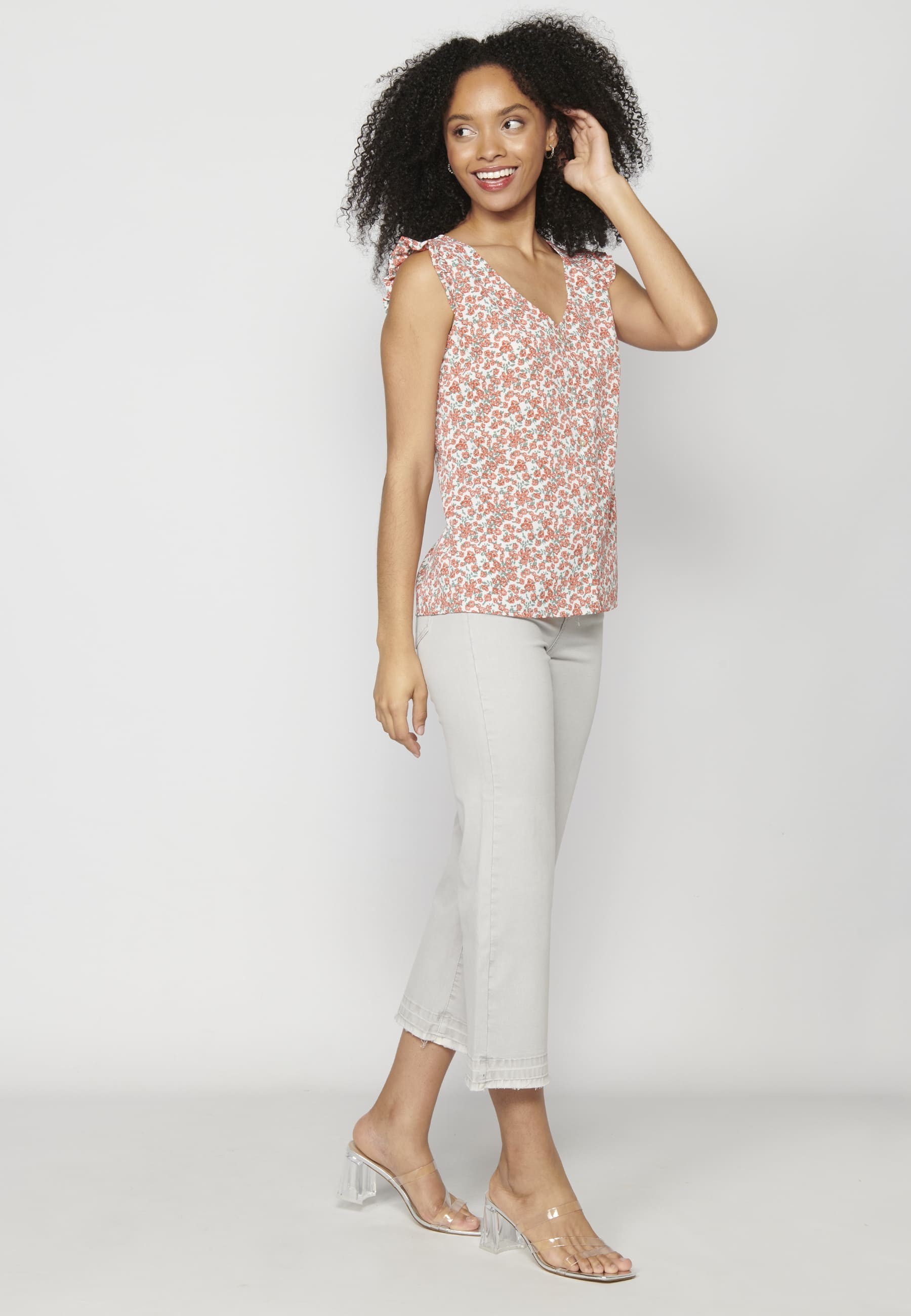 Blusa sin mangas fluida con estampado floral color Multicolor para Mujer