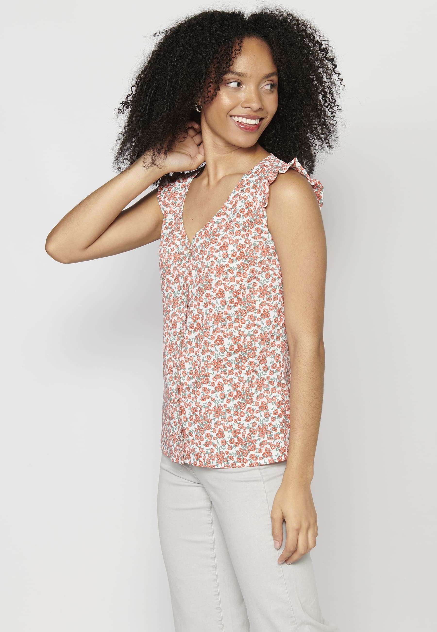 Blusa sin mangas fluida con estampado floral color Multicolor para Mujer