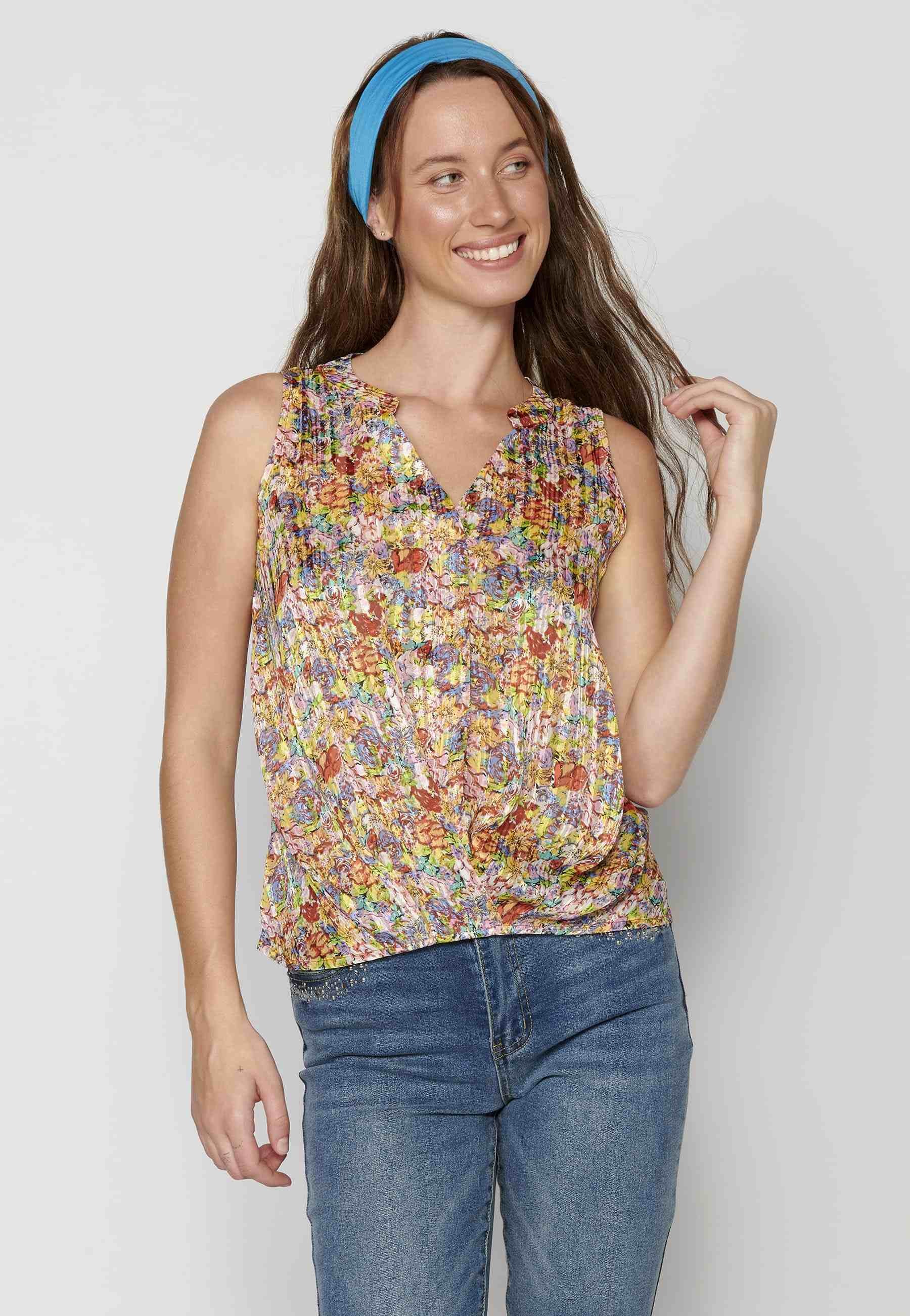 Blusa sin mangas fluida color turquesa para mujer | Moda Actual