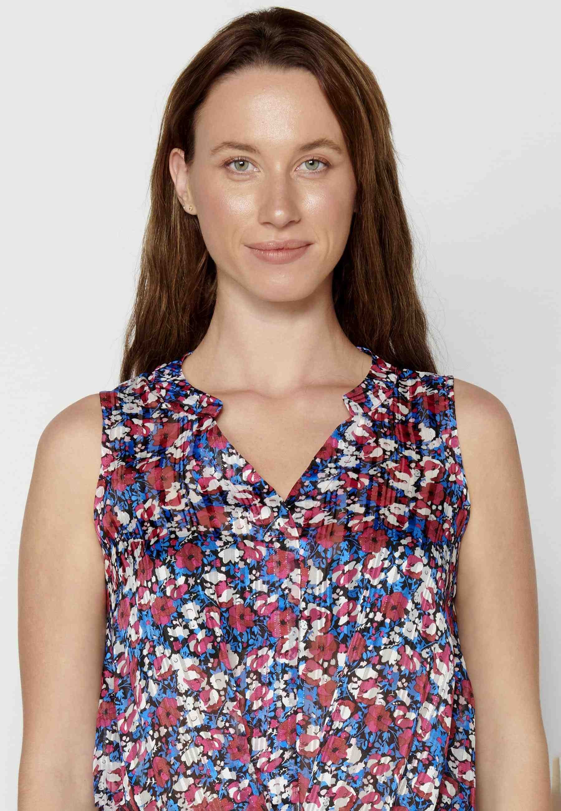 Multicolor Fluid Sleeveless Blouse for Women