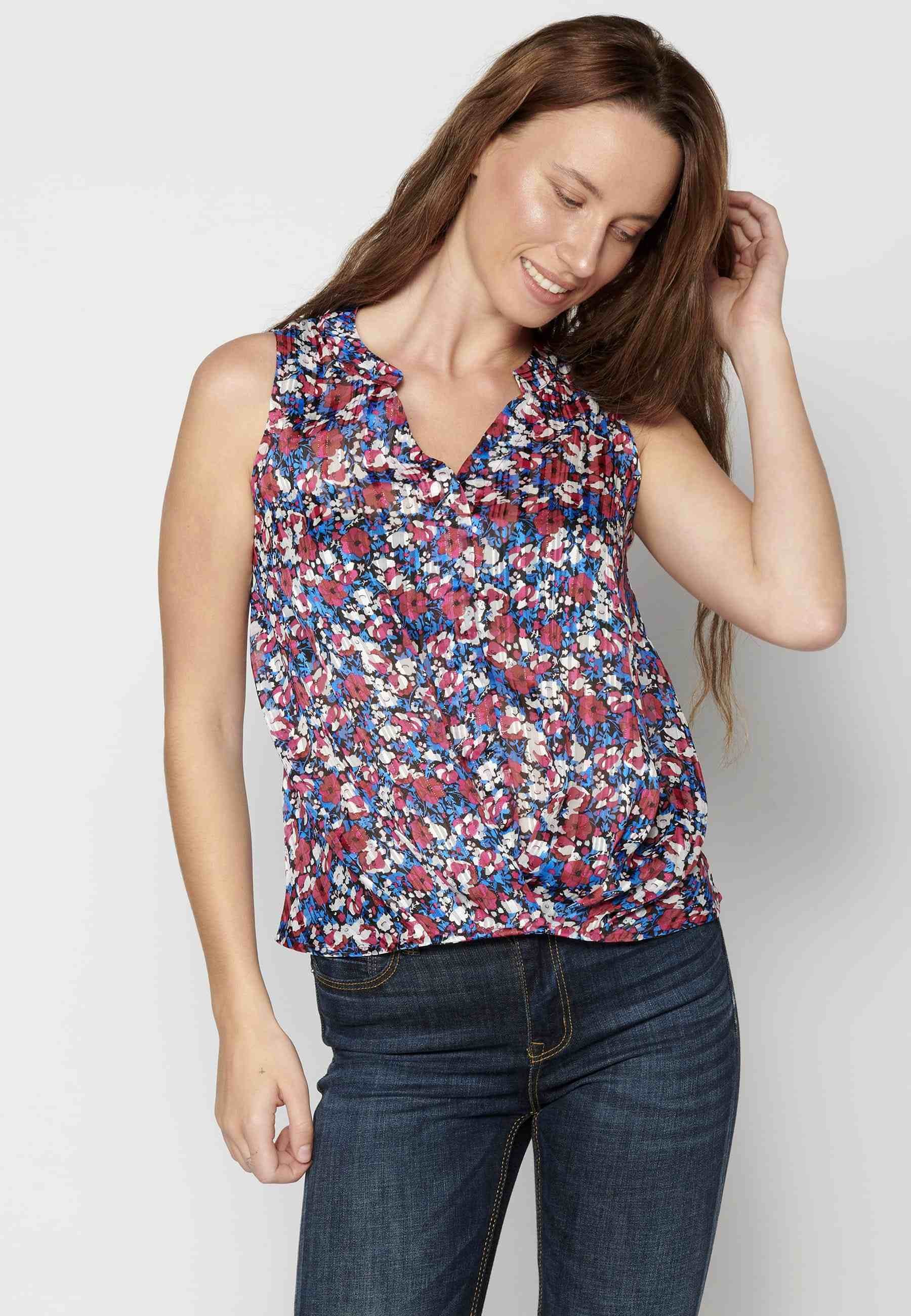Multicolor Fluid Sleeveless Blouse for Women