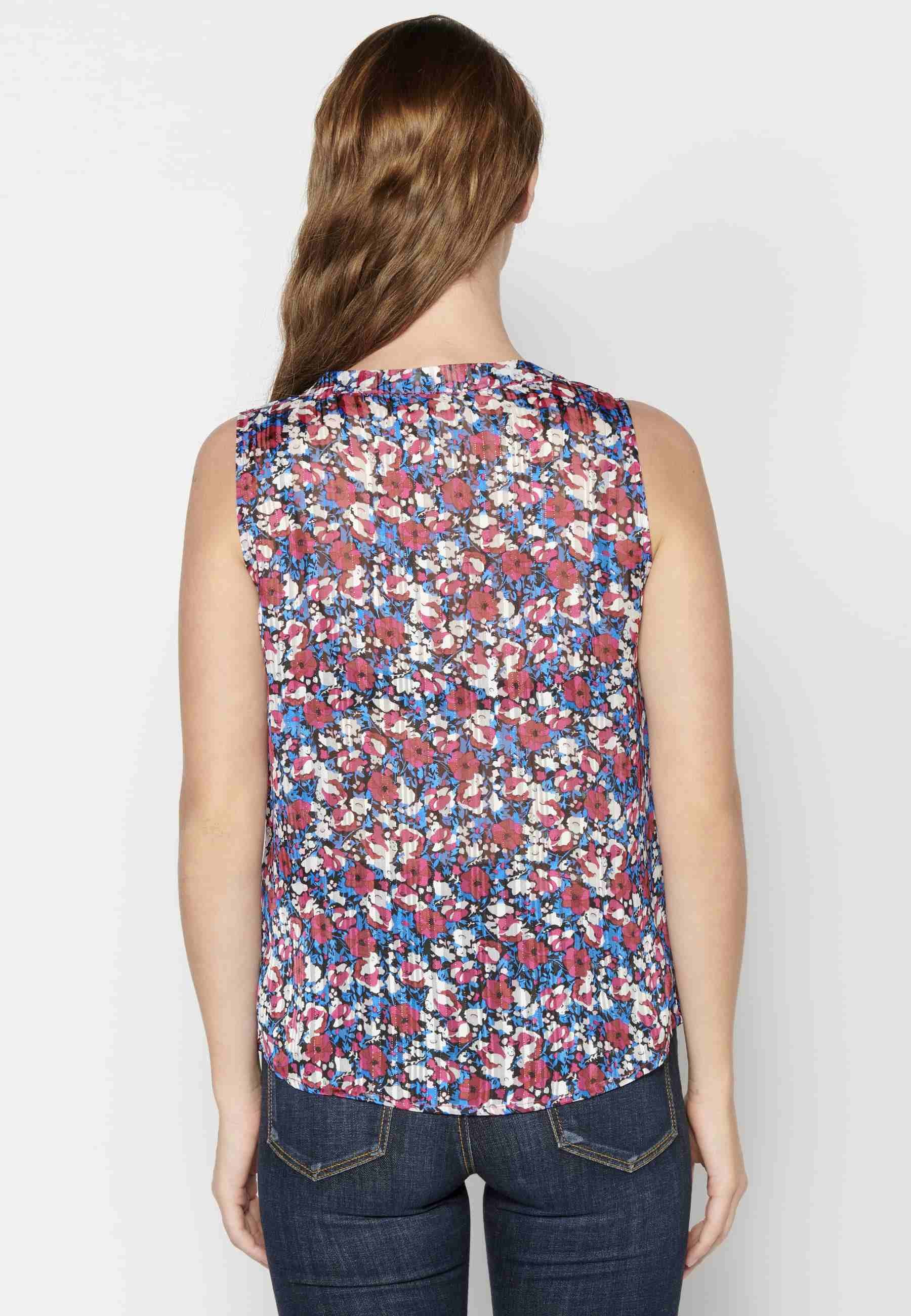 Multicolor Fluid Sleeveless Blouse for Women
