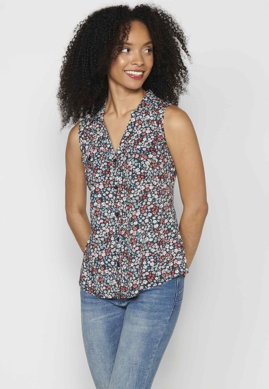 Blusa sin mangas con estampado floral color multicolor para mujer | Moda Actual 3