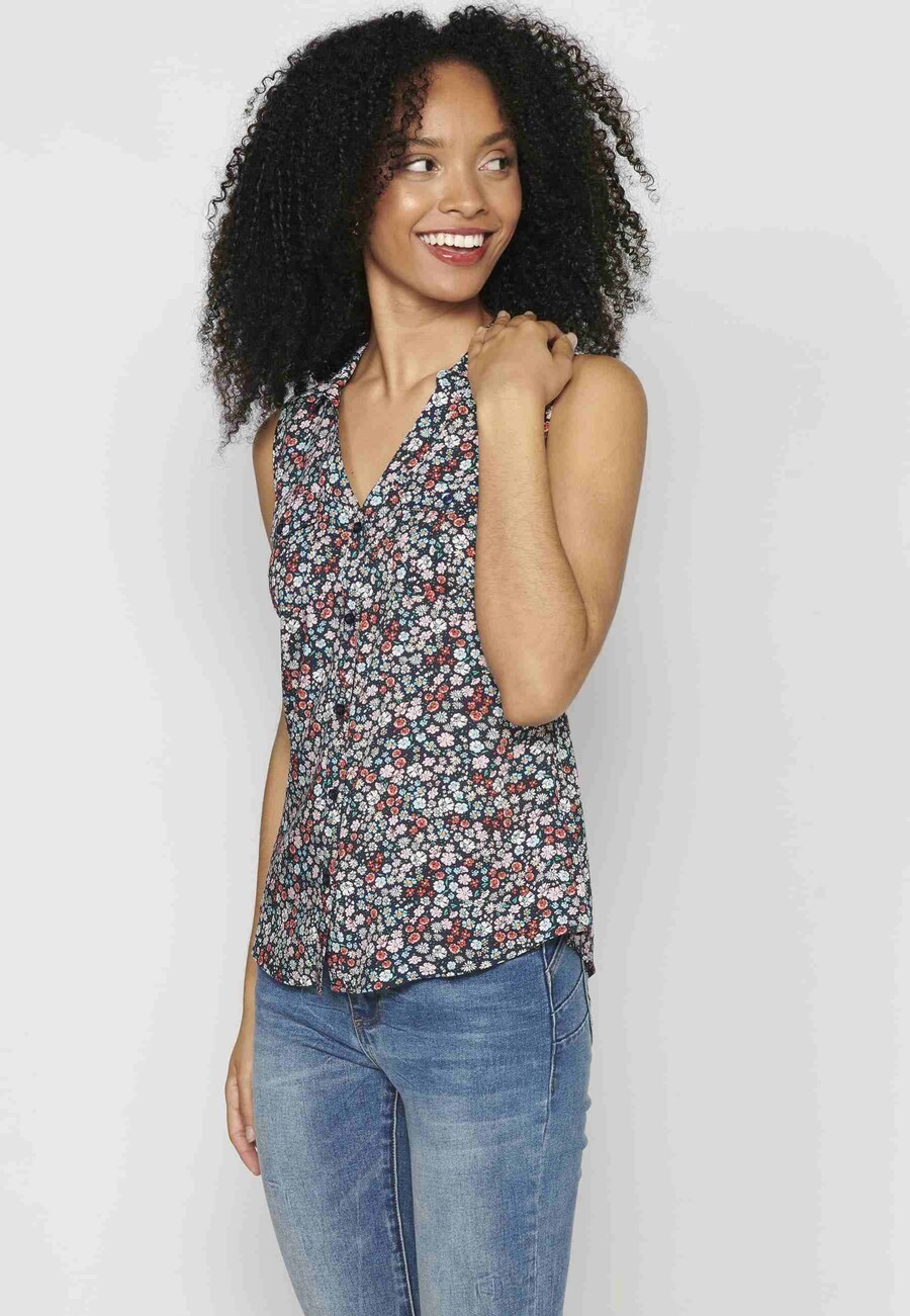 Blusa sin mangas con estampado floral color multicolor para mujer | Moda Actual 4