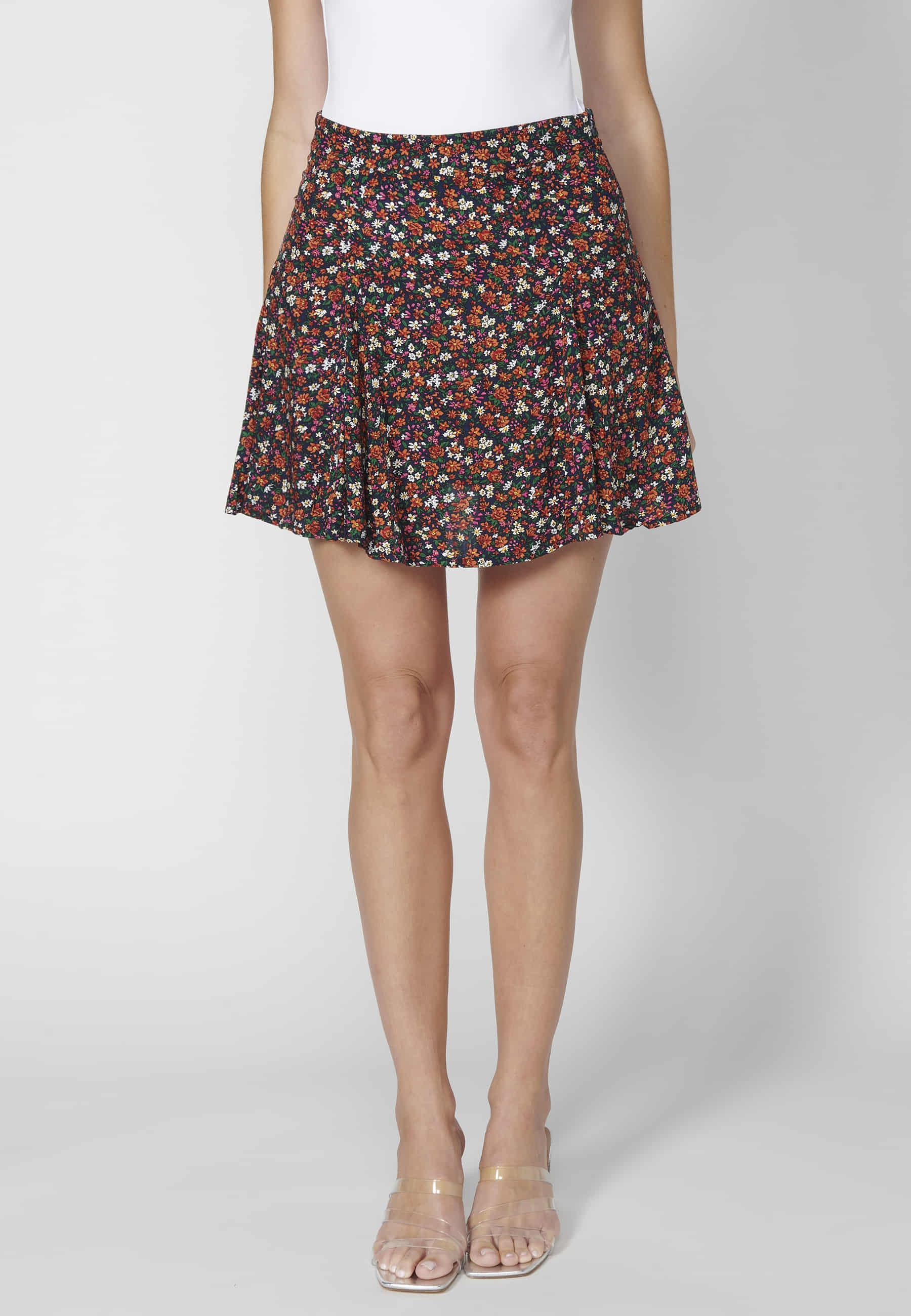 Falda corta con estampado floral color Multicolor para Mujer 2