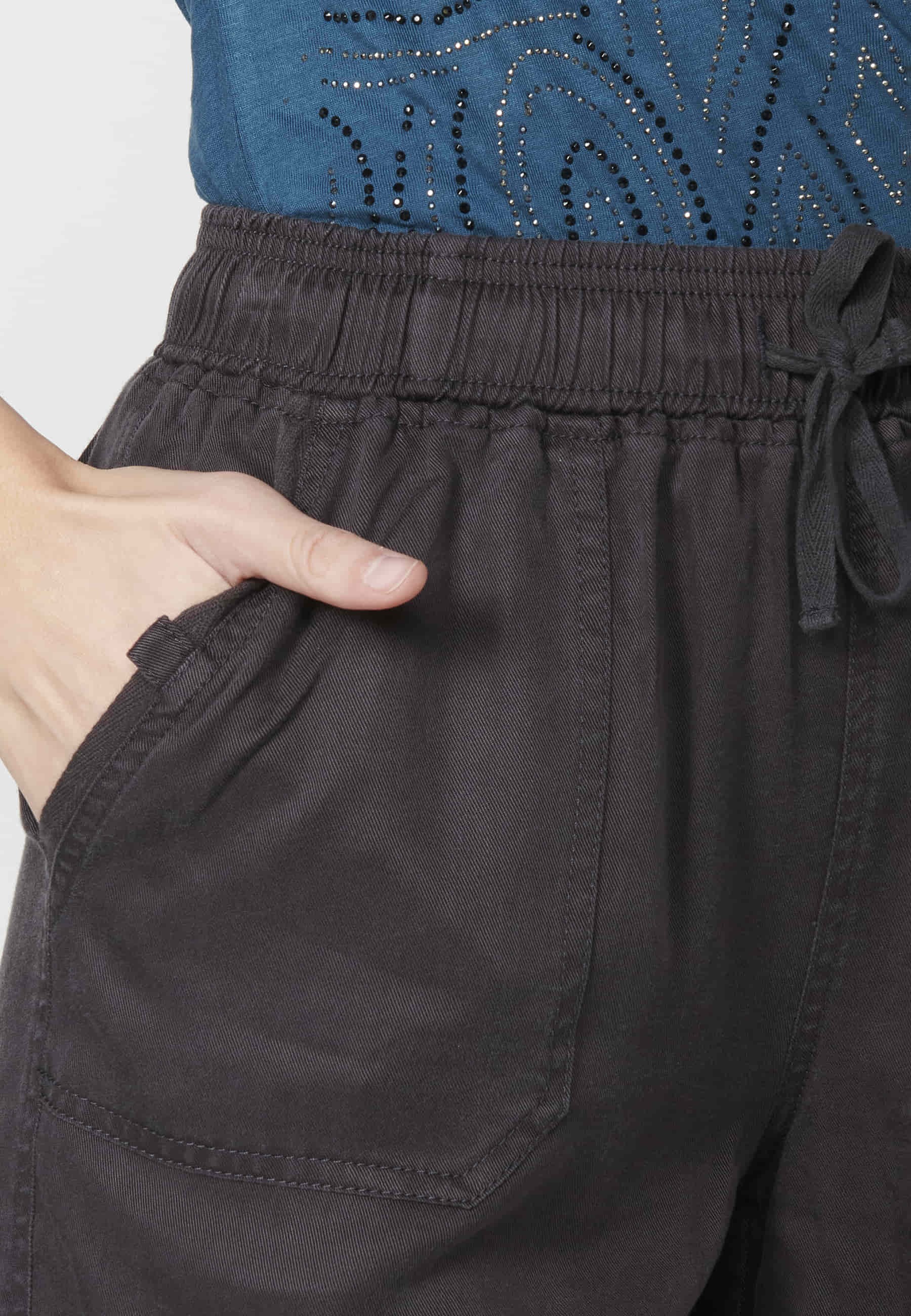 Kurze Shorts mit verstellbarem Gummibund Schwarz für Damen