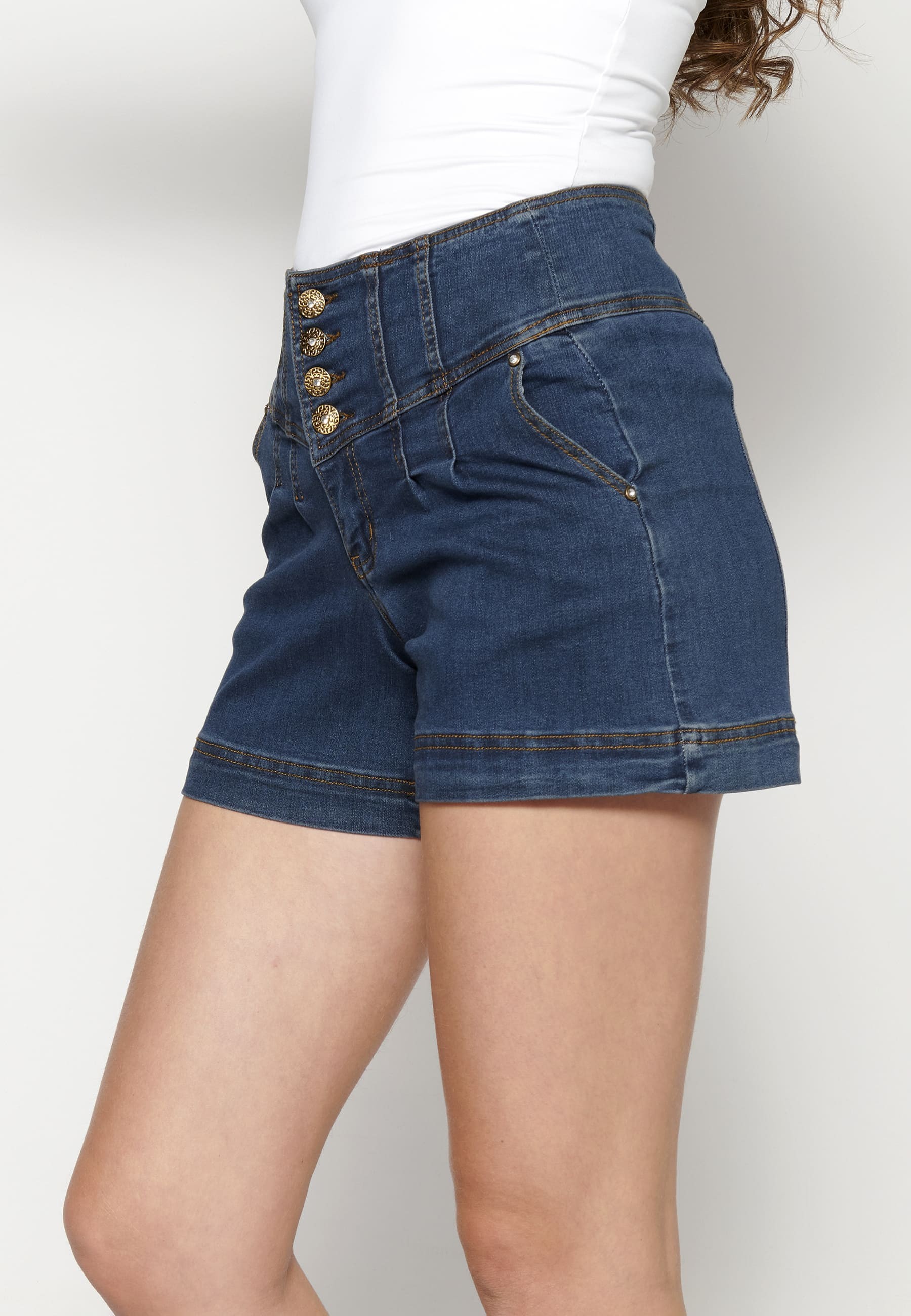 Pantalón short tipo falda denim color azul para mujer | Moda Actual