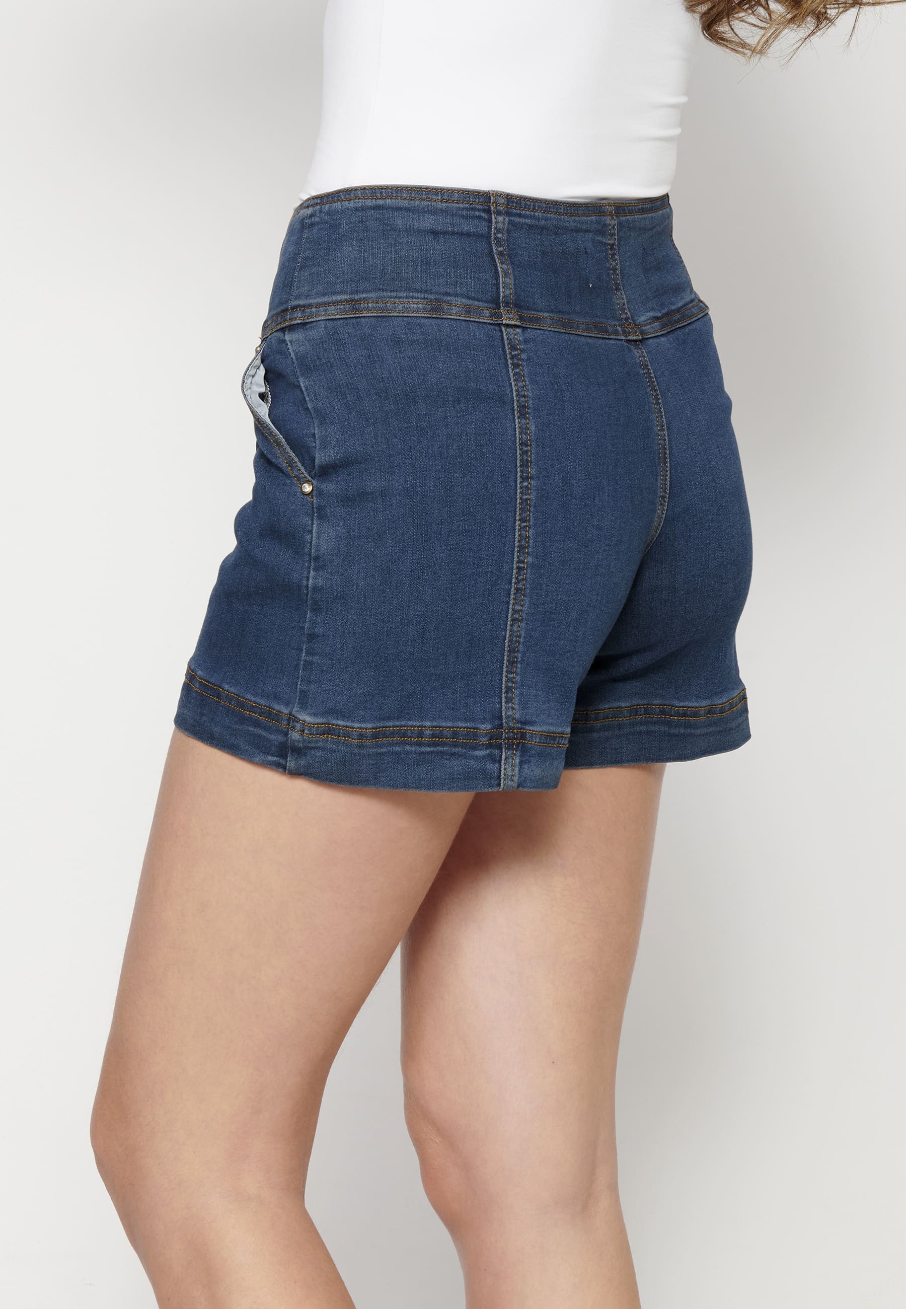 Pantalón short tipo falda denim color azul para mujer | Moda Actual