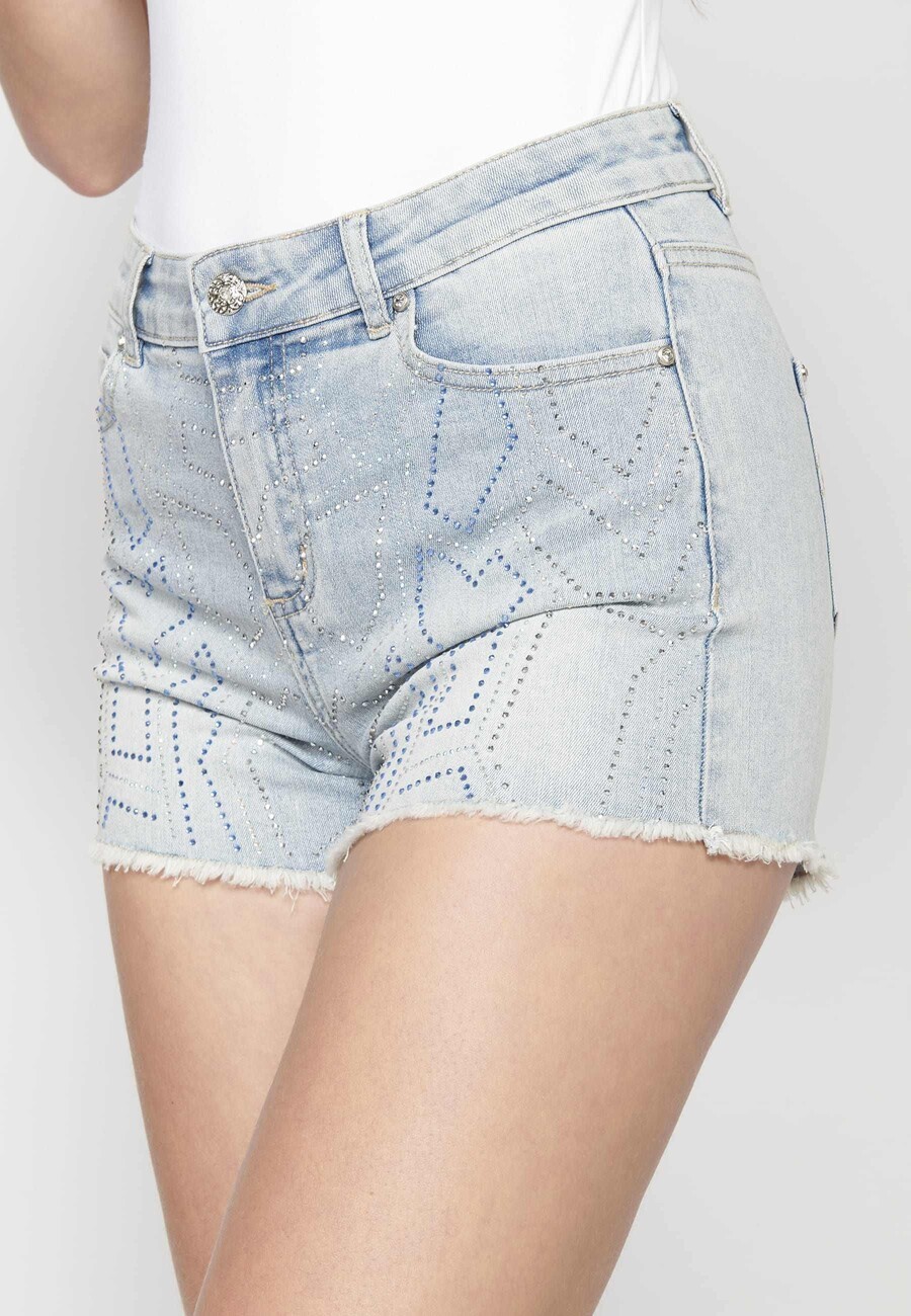 Blue minishorts with bright details for Woman 6