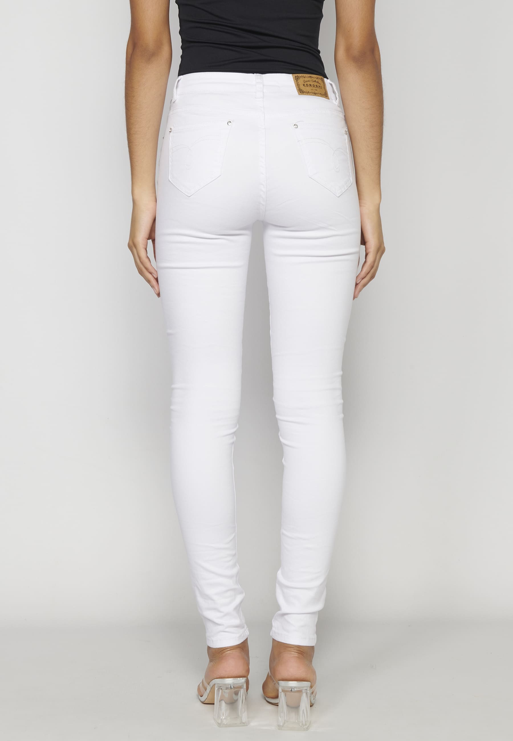 Long slim-fit jeans in White color for Woman