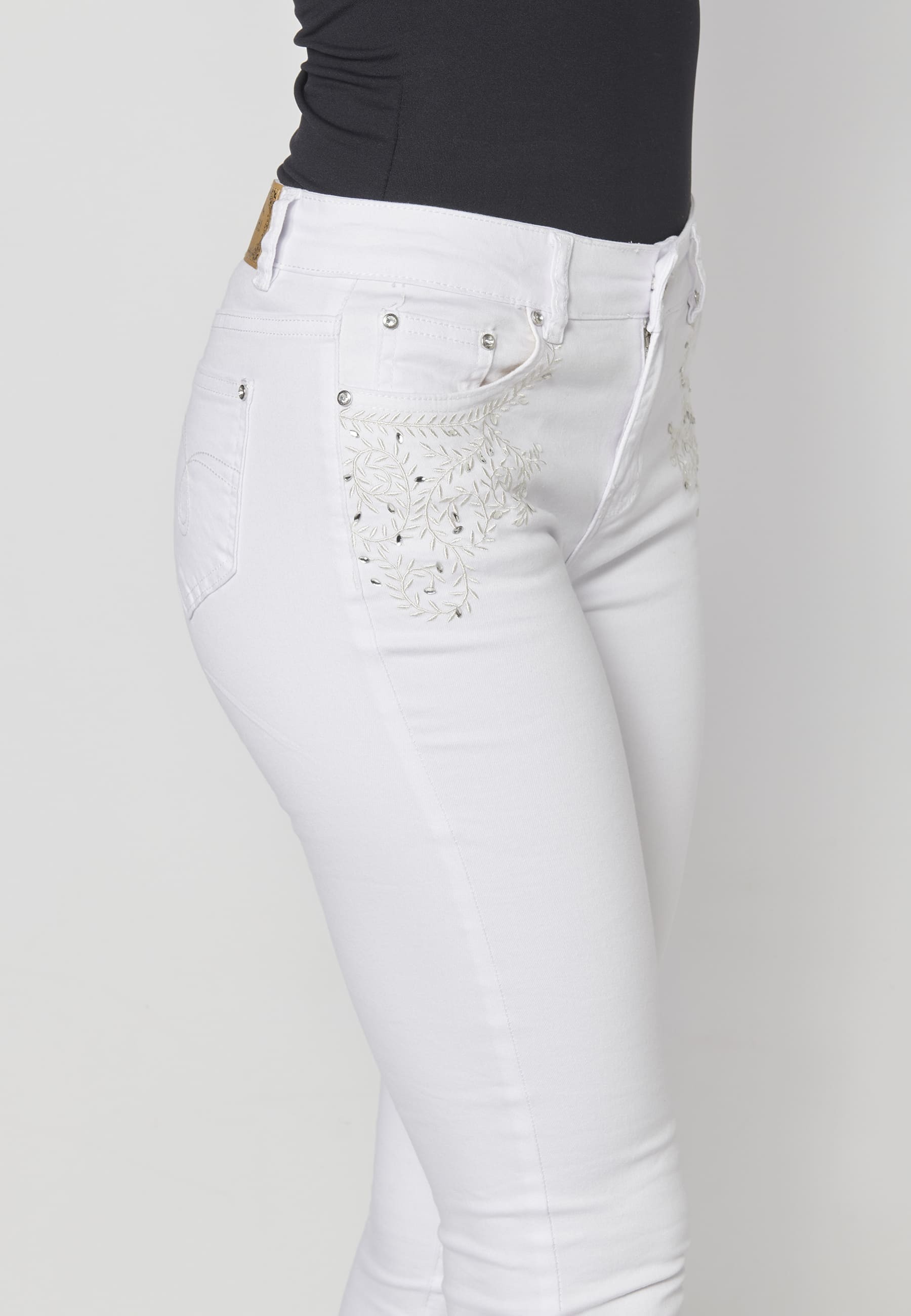 Lange Slim-Fit-Jeans in weißer Farbe für Damen