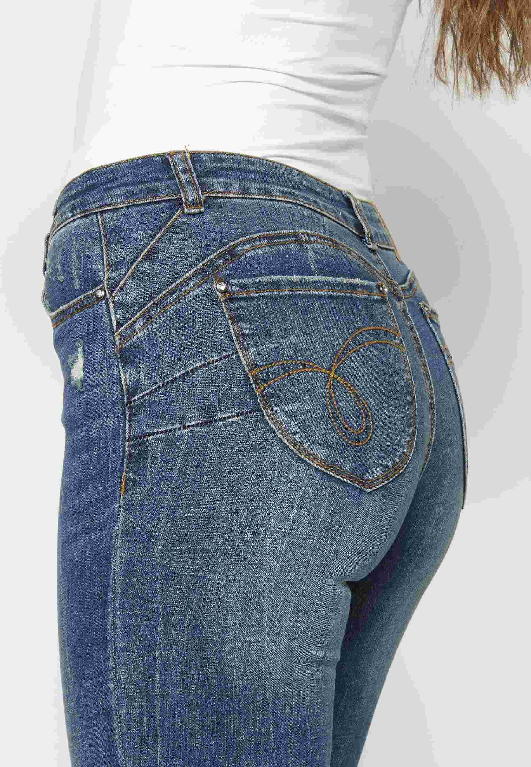 Lange Push-up-Hose in mittelblauer Farbe für Damen