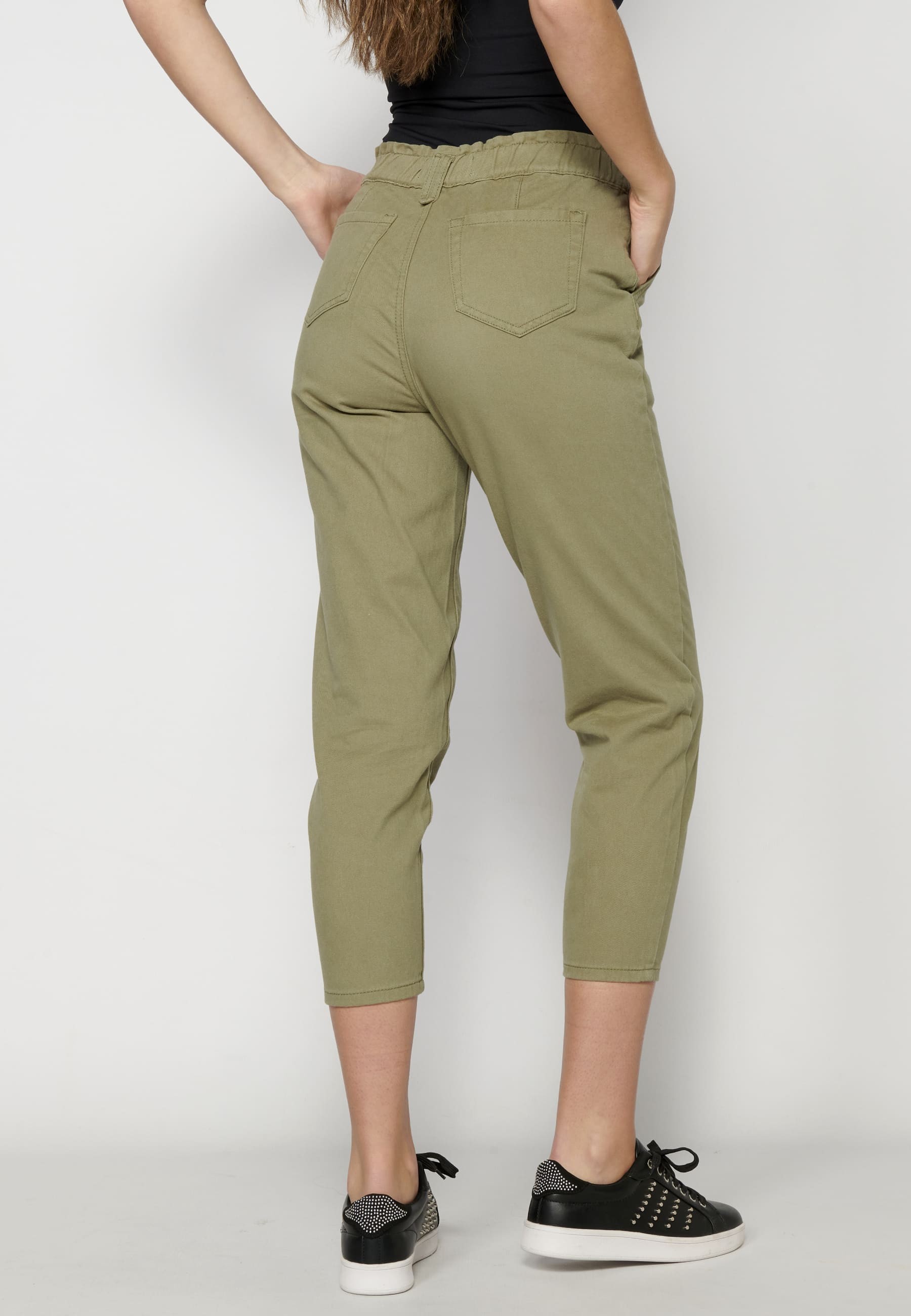 Pantalons llargs jogging color kaki per a Dona