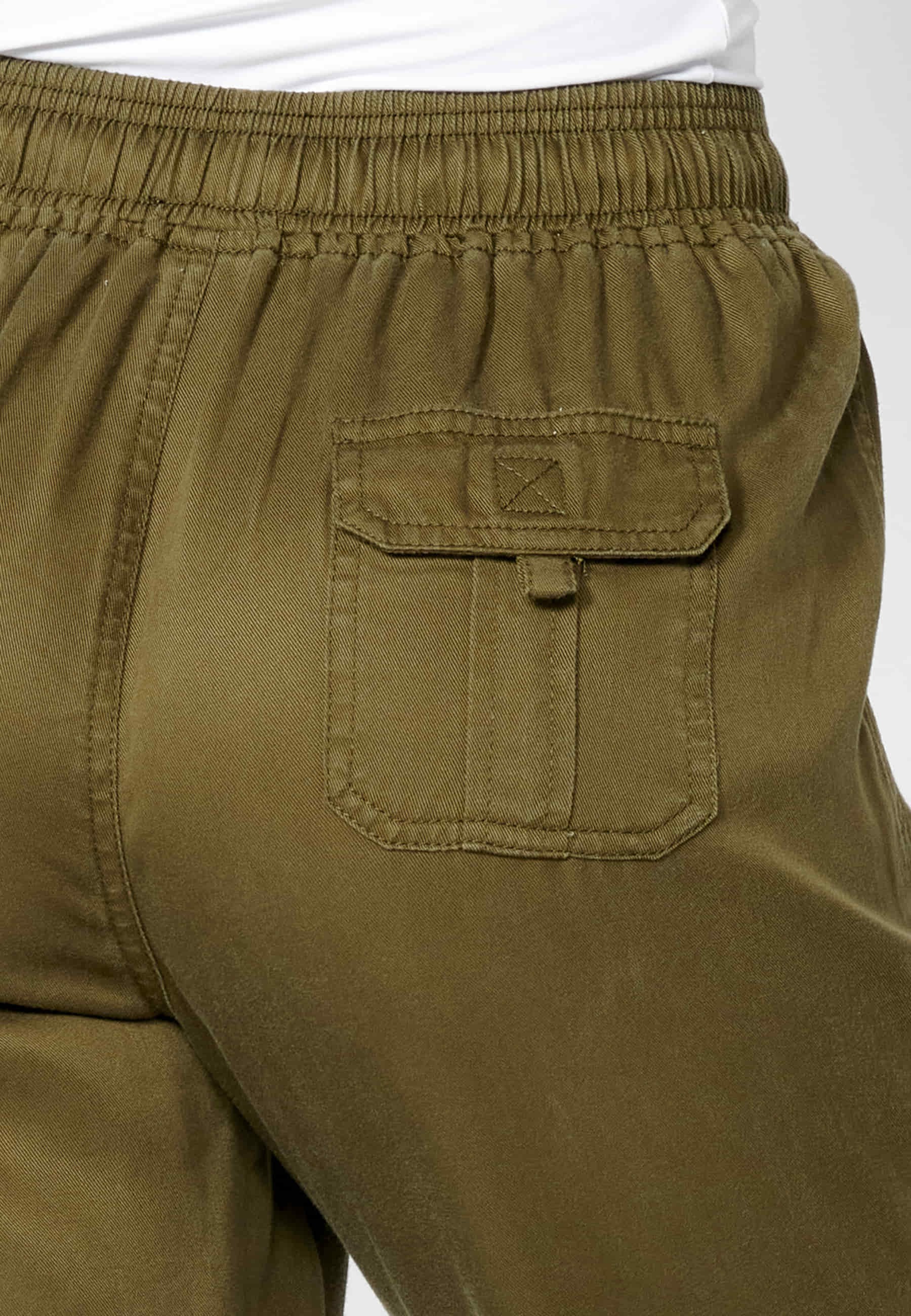 Pantalón largo straigth con cintura ajustable color Kaki para Mujer 3