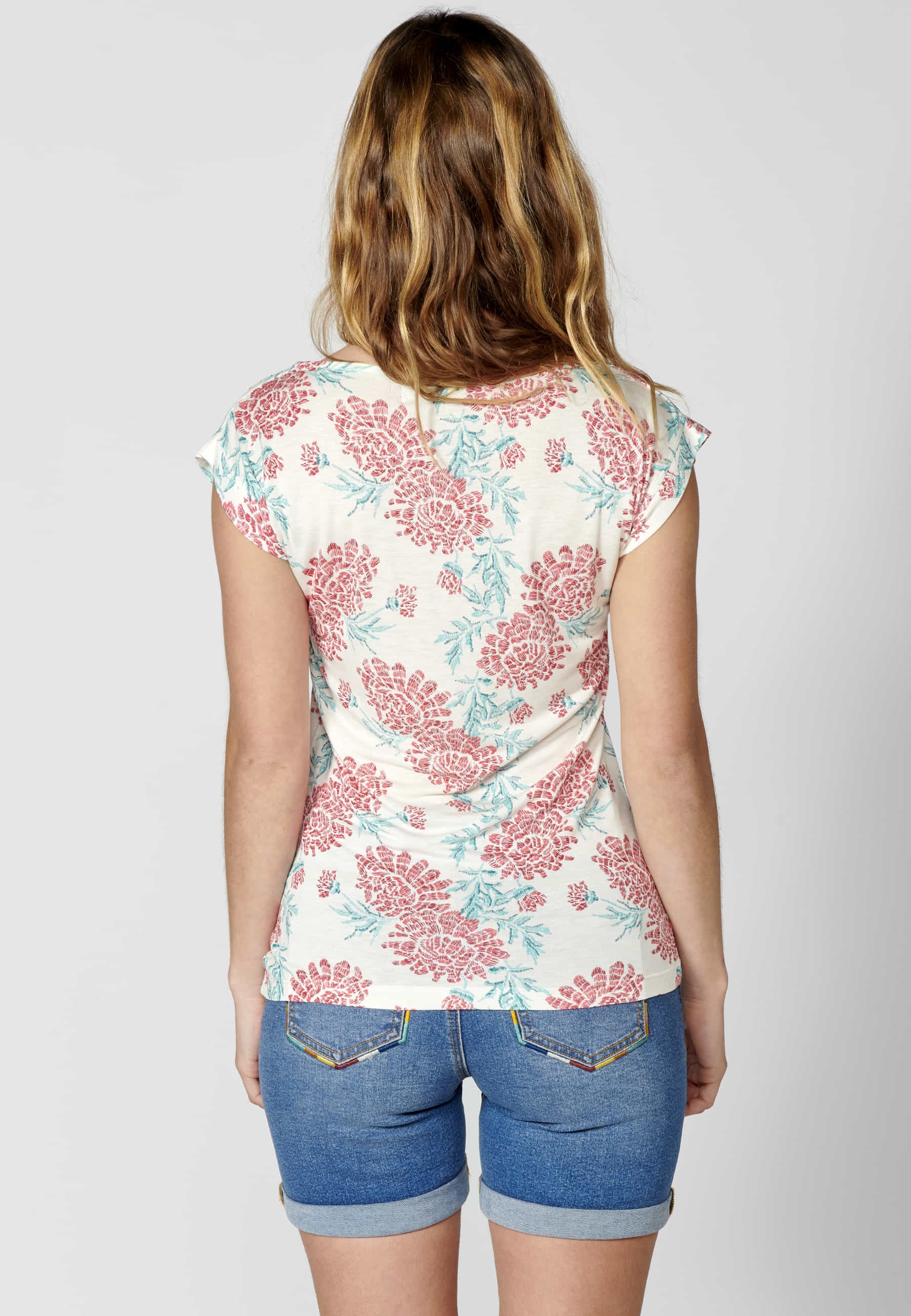 Samarreta màniga curta top amb detall de pedreria color Blanc per a Dona 5
