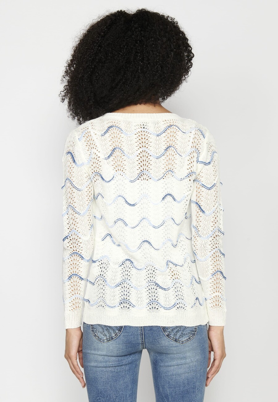 Langärmliger Strickpullover mit Matrosendetails für Damen 5