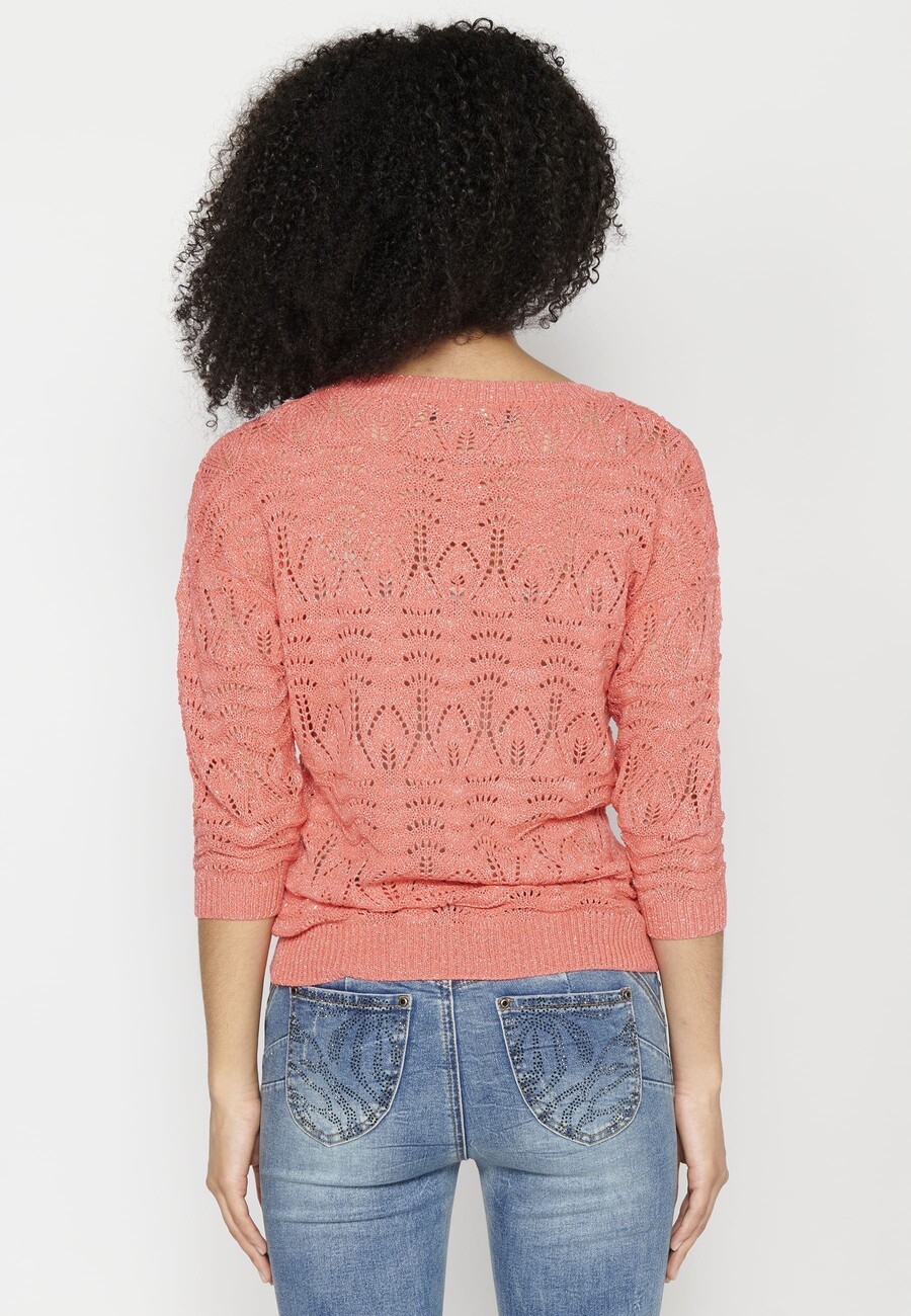 Jersey tricot con cuello en pico y detalles para Mujer 5