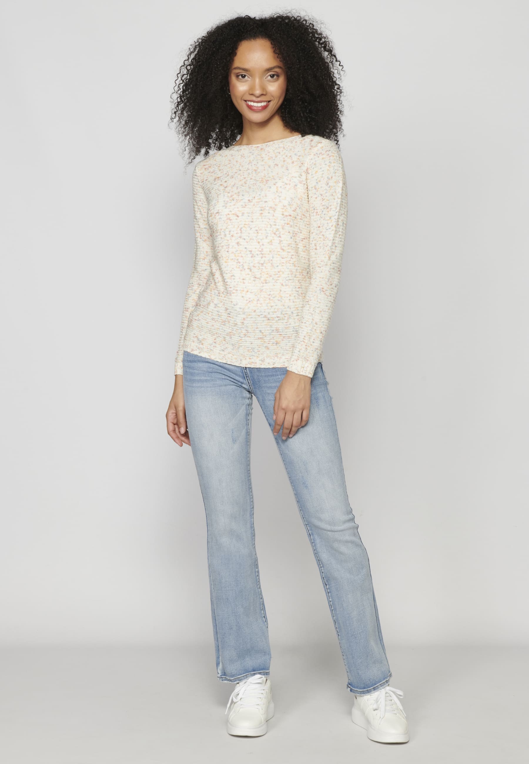 Jersei de punt acrílic color Cru per a Dona