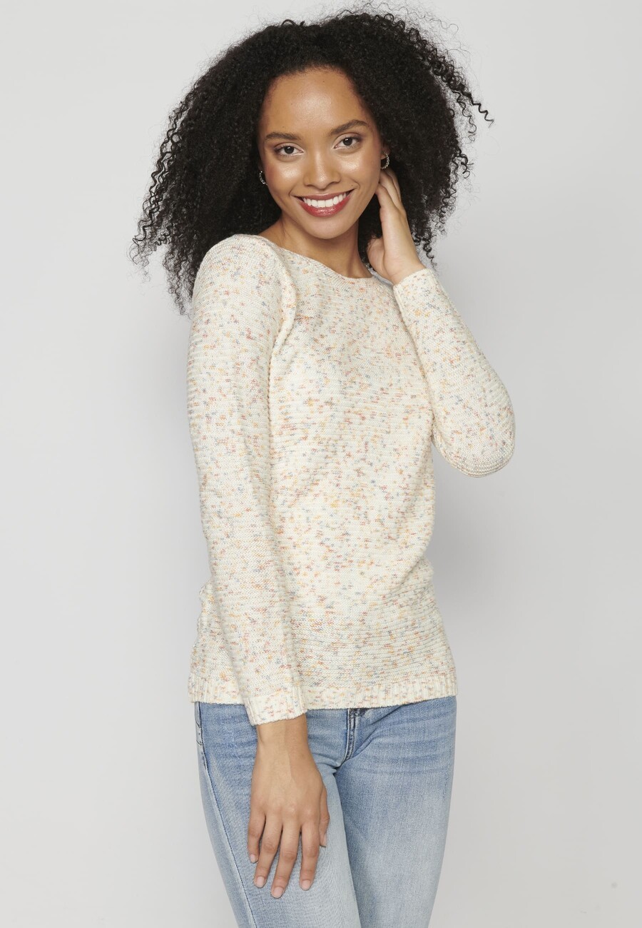 Jersei de punt acrílic color Cru per a Dona 7