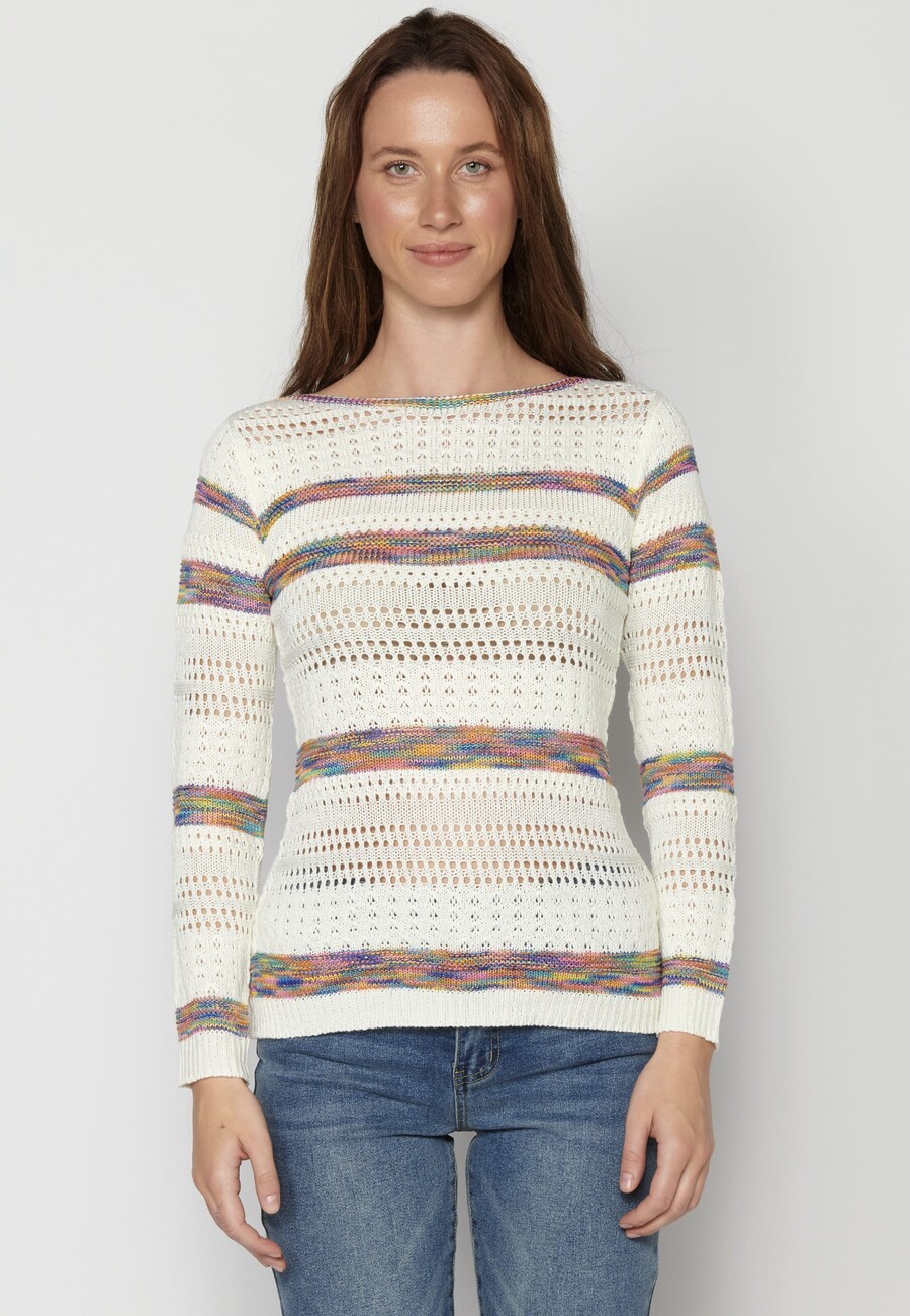 Knitted sweater with boat neck for Women