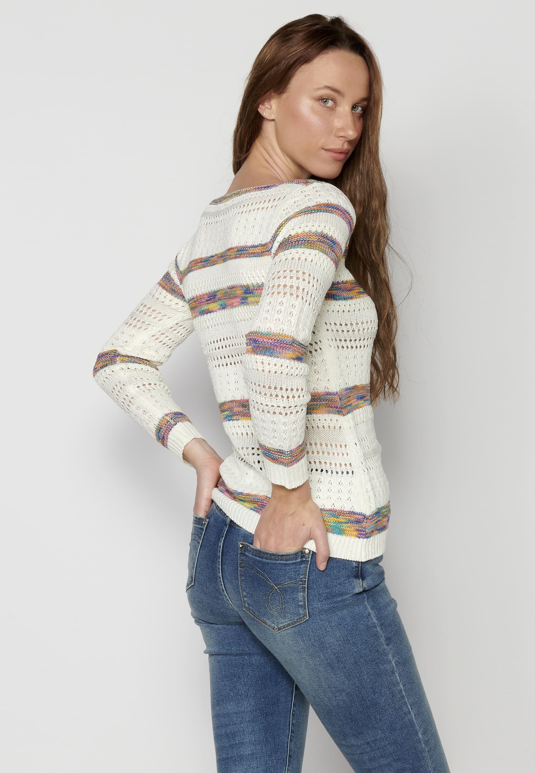 Knitted sweater with boat neck for Women
