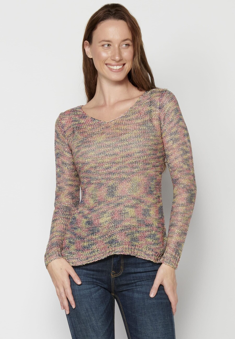 Fließender Strickpullover mit V-Ausschnitt für Damen