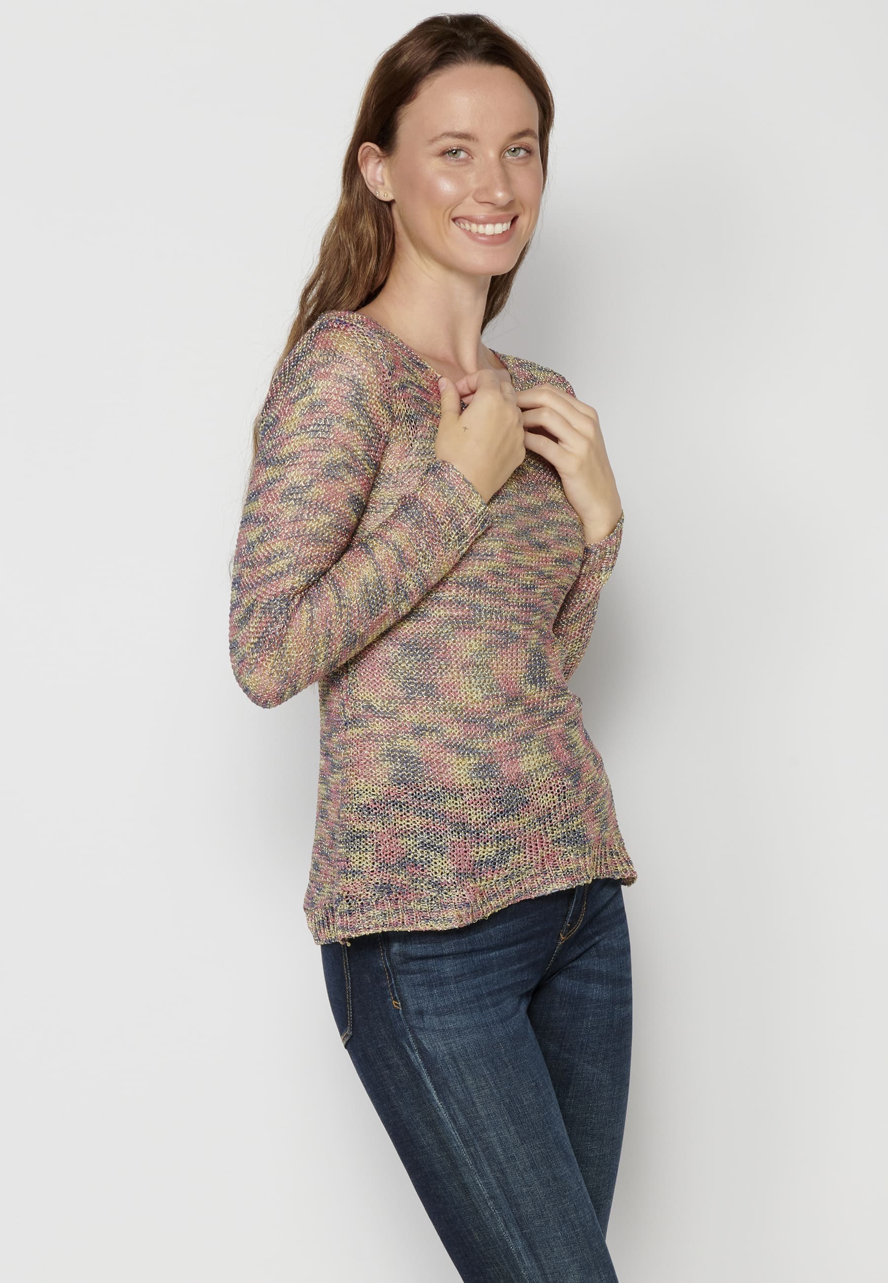 Fließender Strickpullover mit V-Ausschnitt für Damen