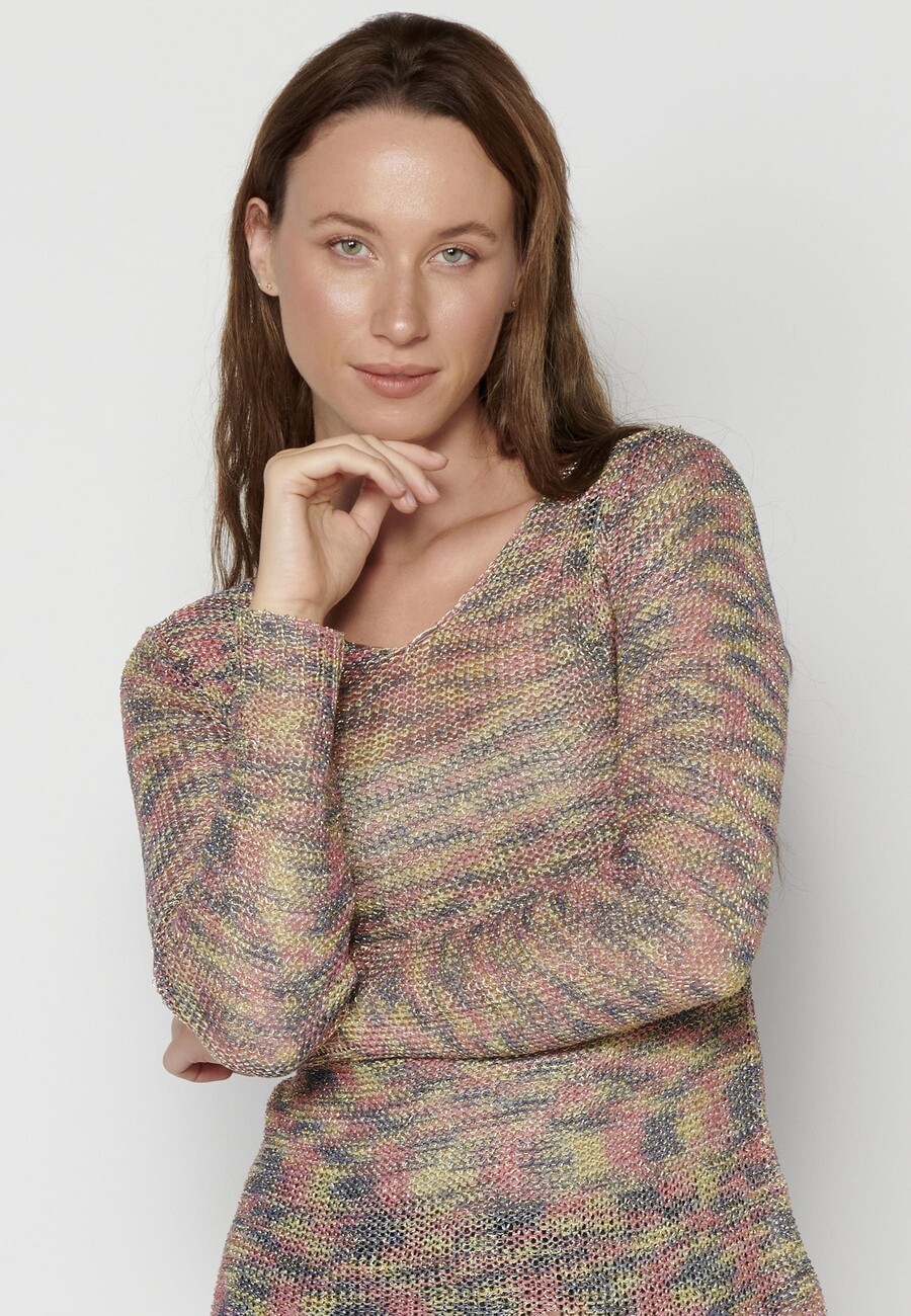 Fließender Strickpullover mit V-Ausschnitt für Damen 6