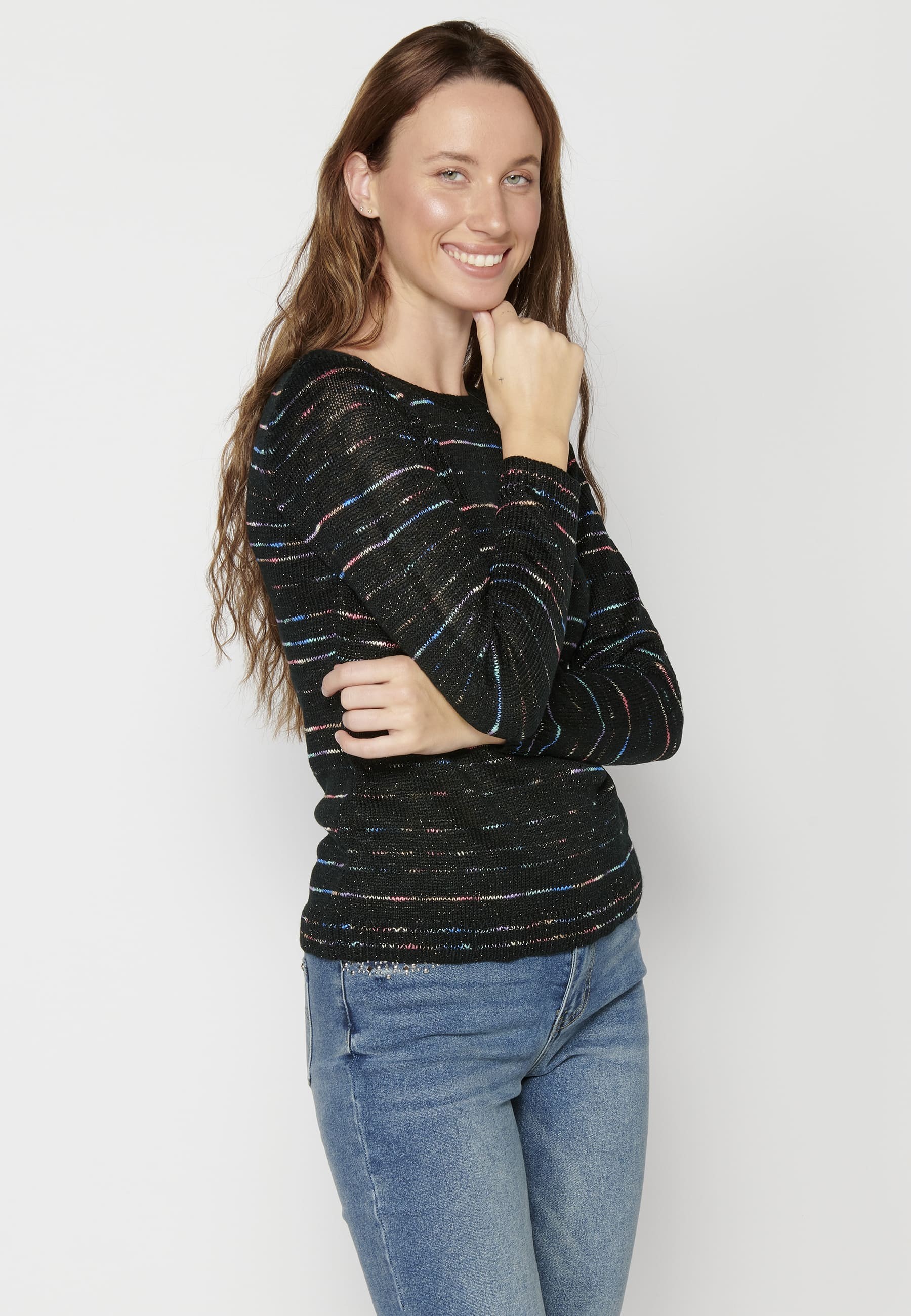 Long-sleeved sweater with openwork detail for Woman