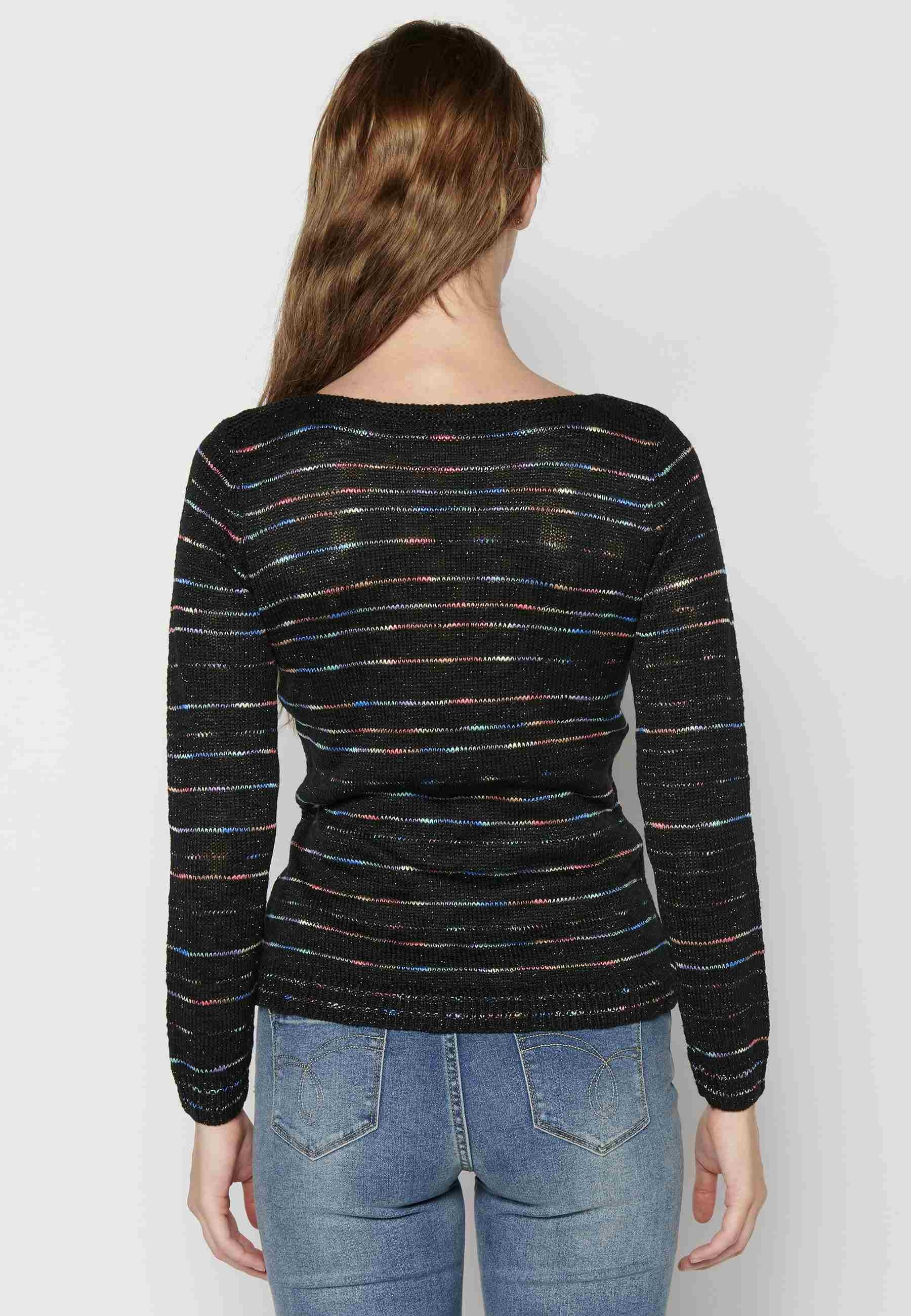 Long-sleeved sweater with openwork detail for Woman
