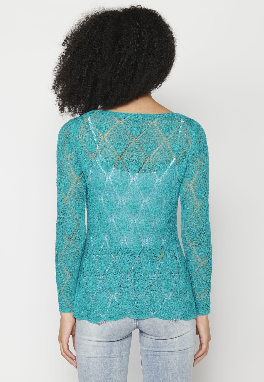 Fluid knit sweater with openwork for Woman 4
