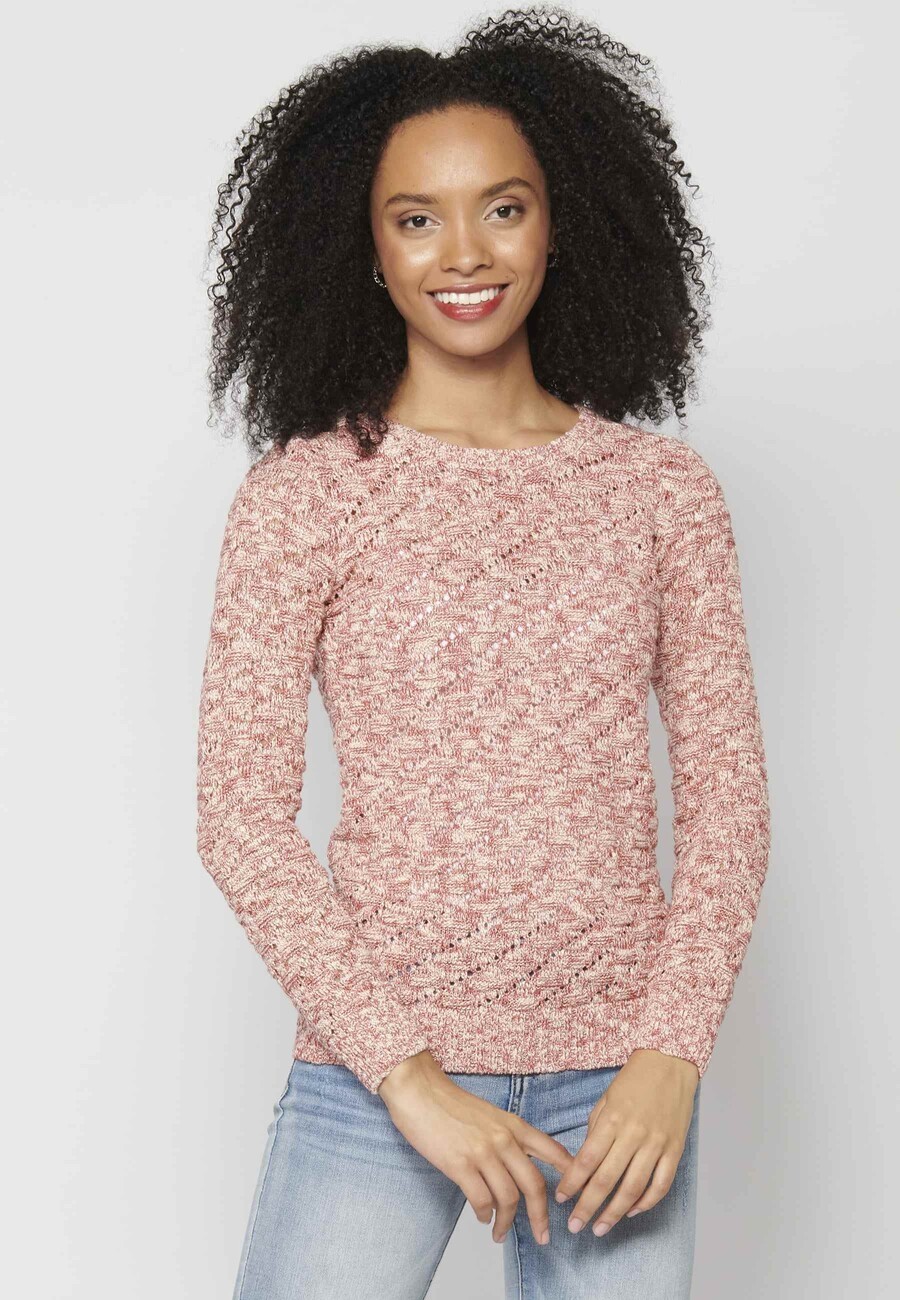 Coral acrylic knit sweater for Woman