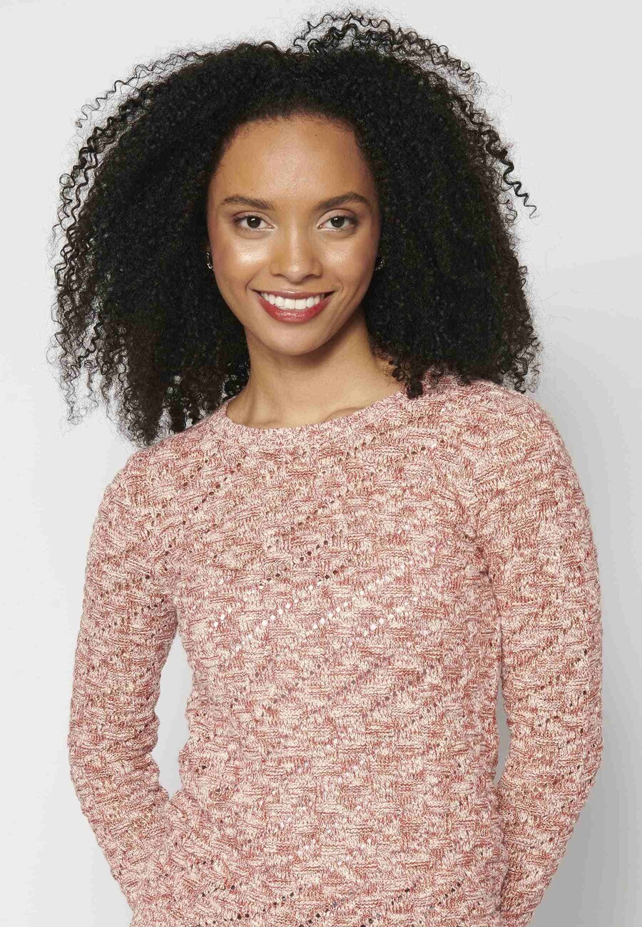 Pull maille acrylique corail pour Femme 4