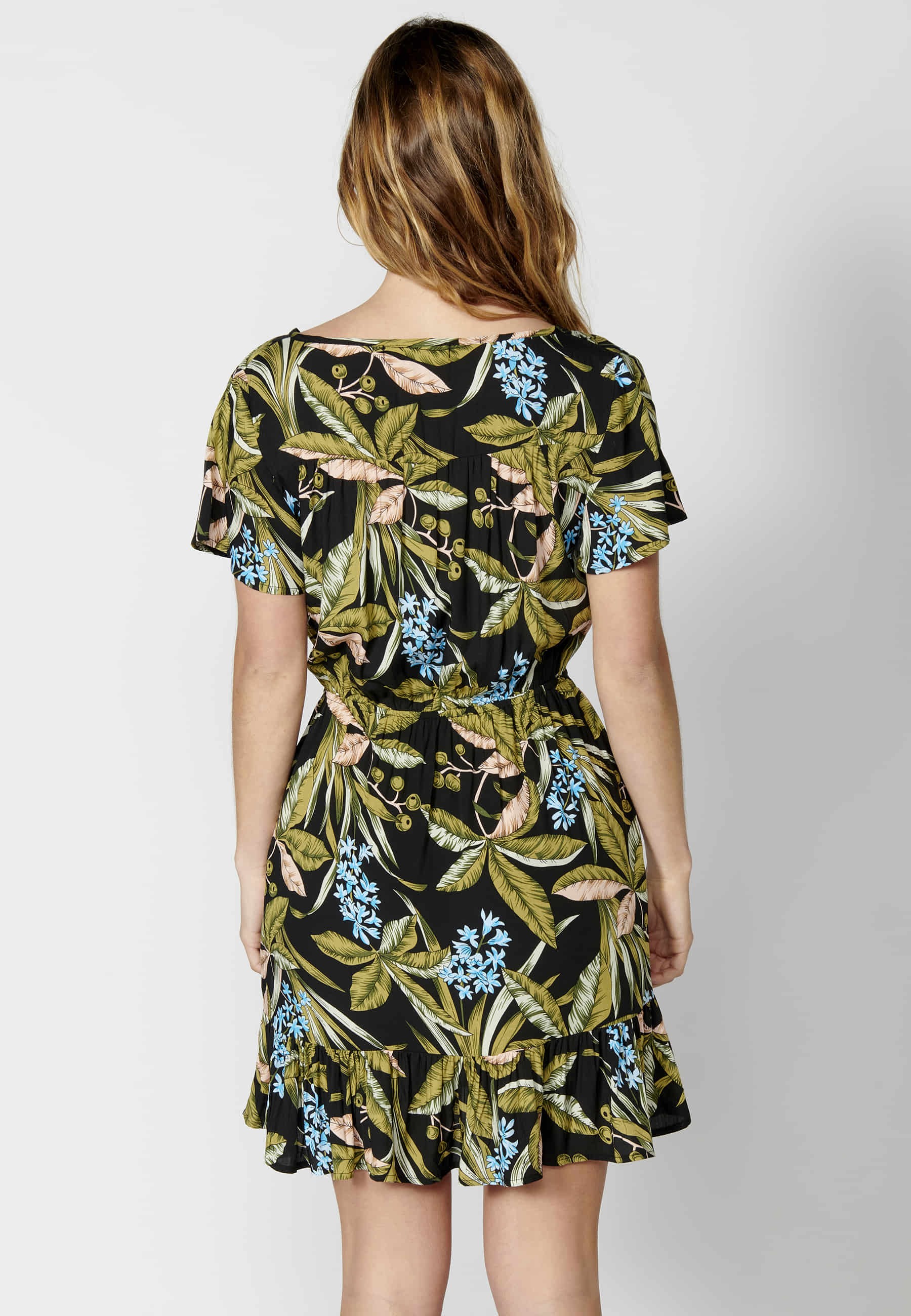 Robe à manches courtes à imprimé floral multicolore pour femme