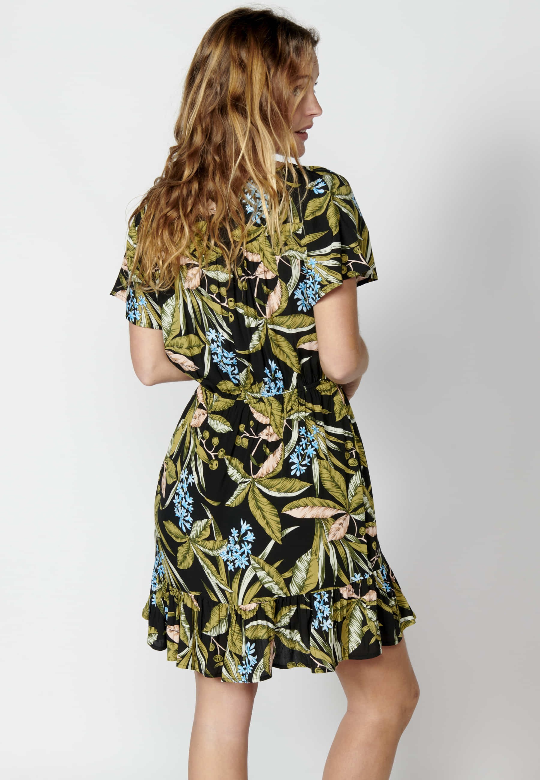 Robe à manches courtes à imprimé floral multicolore pour femme