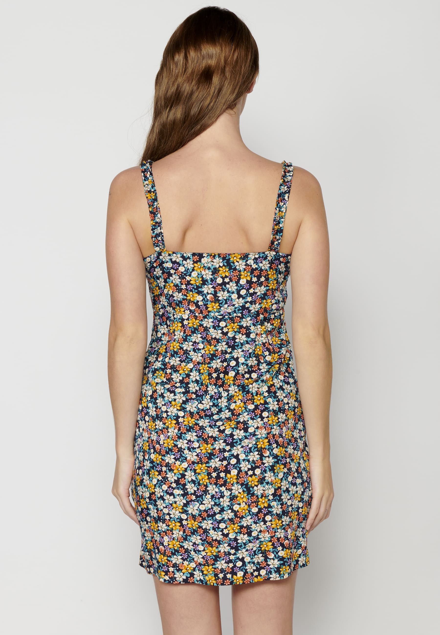 Robe à bretelles imprimé floral multicolore pour femme