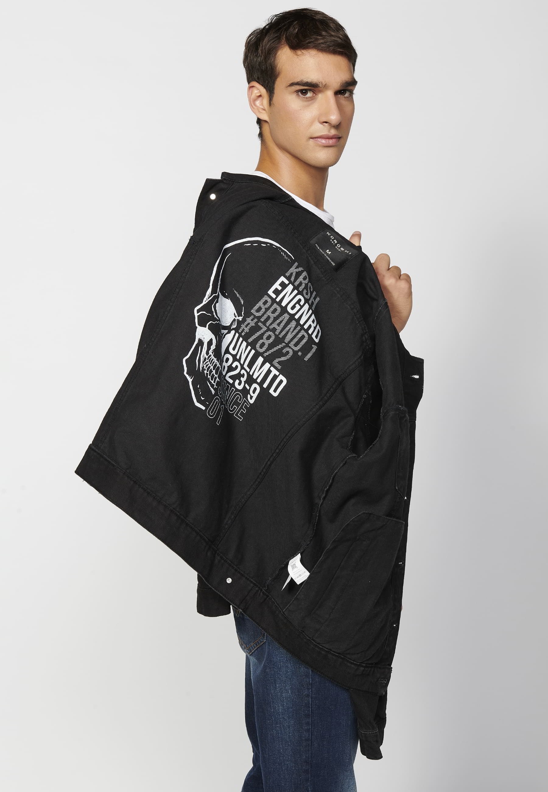 Chaqueta cazadora vaquera tejana color negro para hombre | Ropa Casual