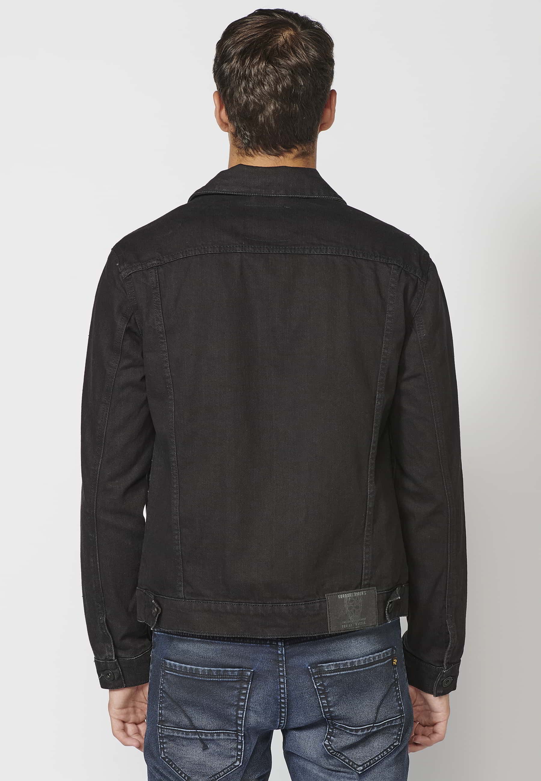Chaqueta cazadora vaquera tejana color negro para hombre | Ropa Casual