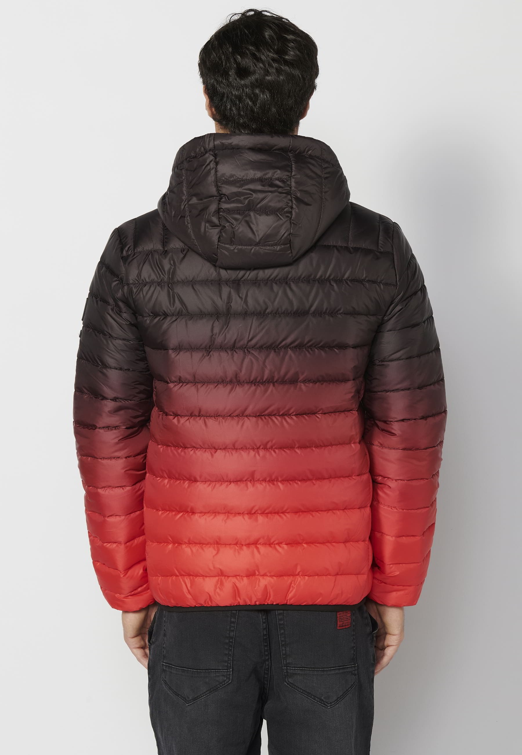 Chaqueta acolchada corta cuello alto con capucha color rojo para hombre | Ropa Casual 5