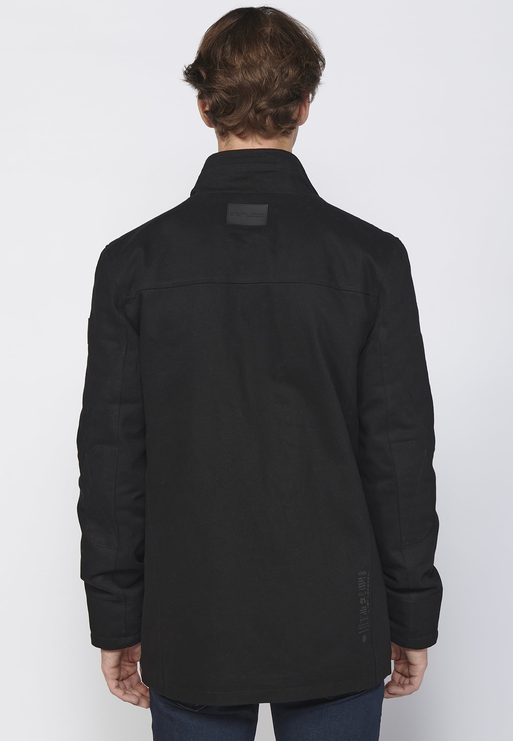 Abrigo largo con cierre delantero con cremallera y solapa color negro para hombre | Ropa Casual