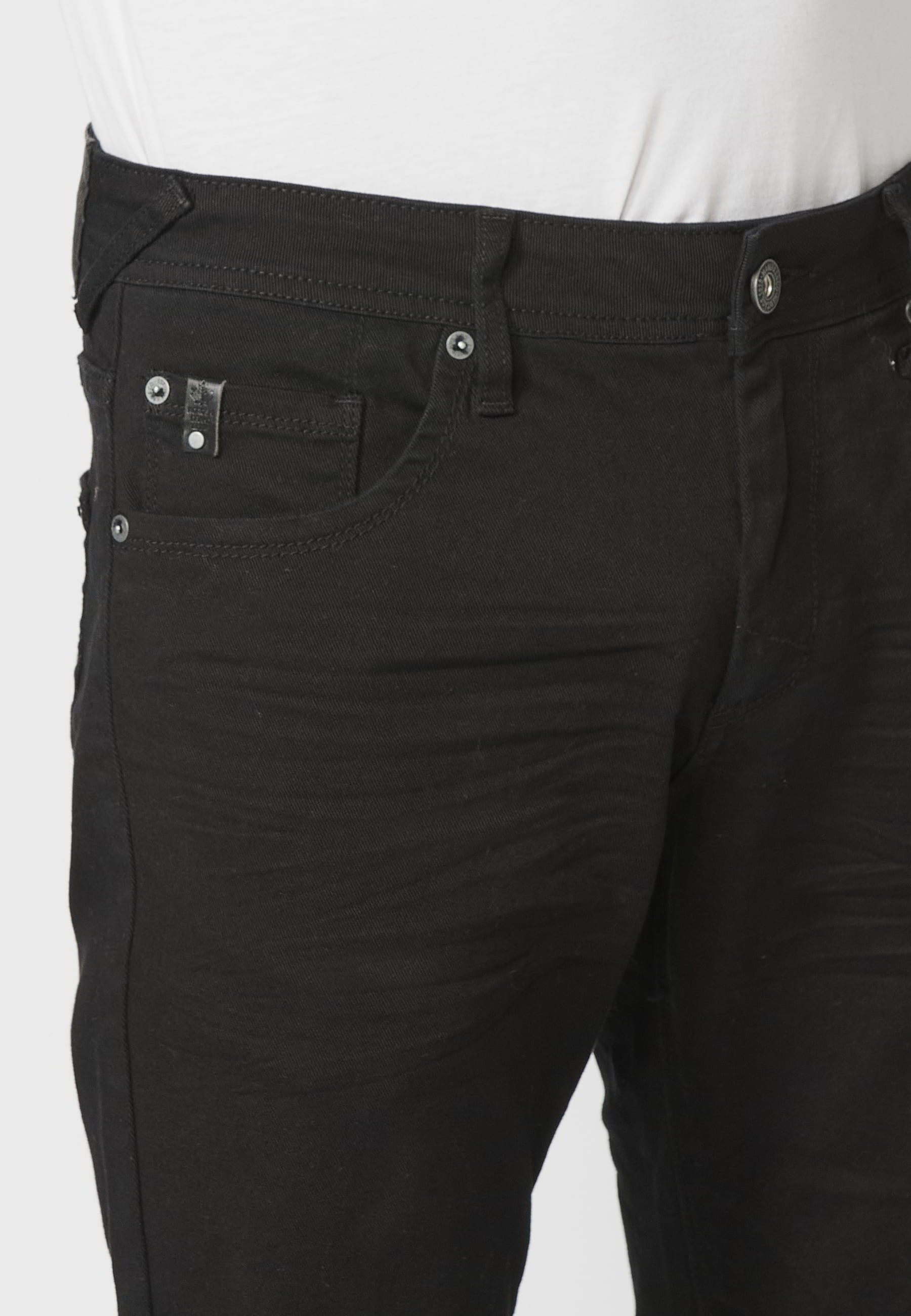 Pantalons llargs strech regular fit, amb cinc butxaques, color Negre, per a Home