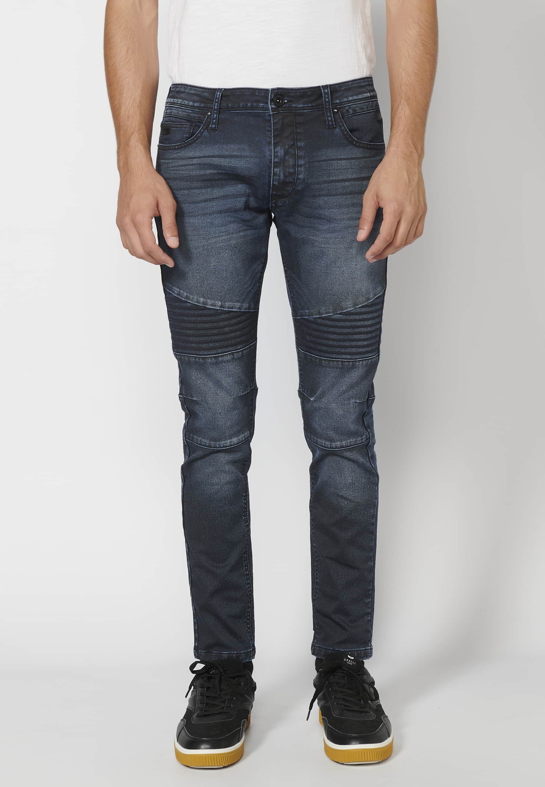 Dark blue skinny fit long jeans for Men 2