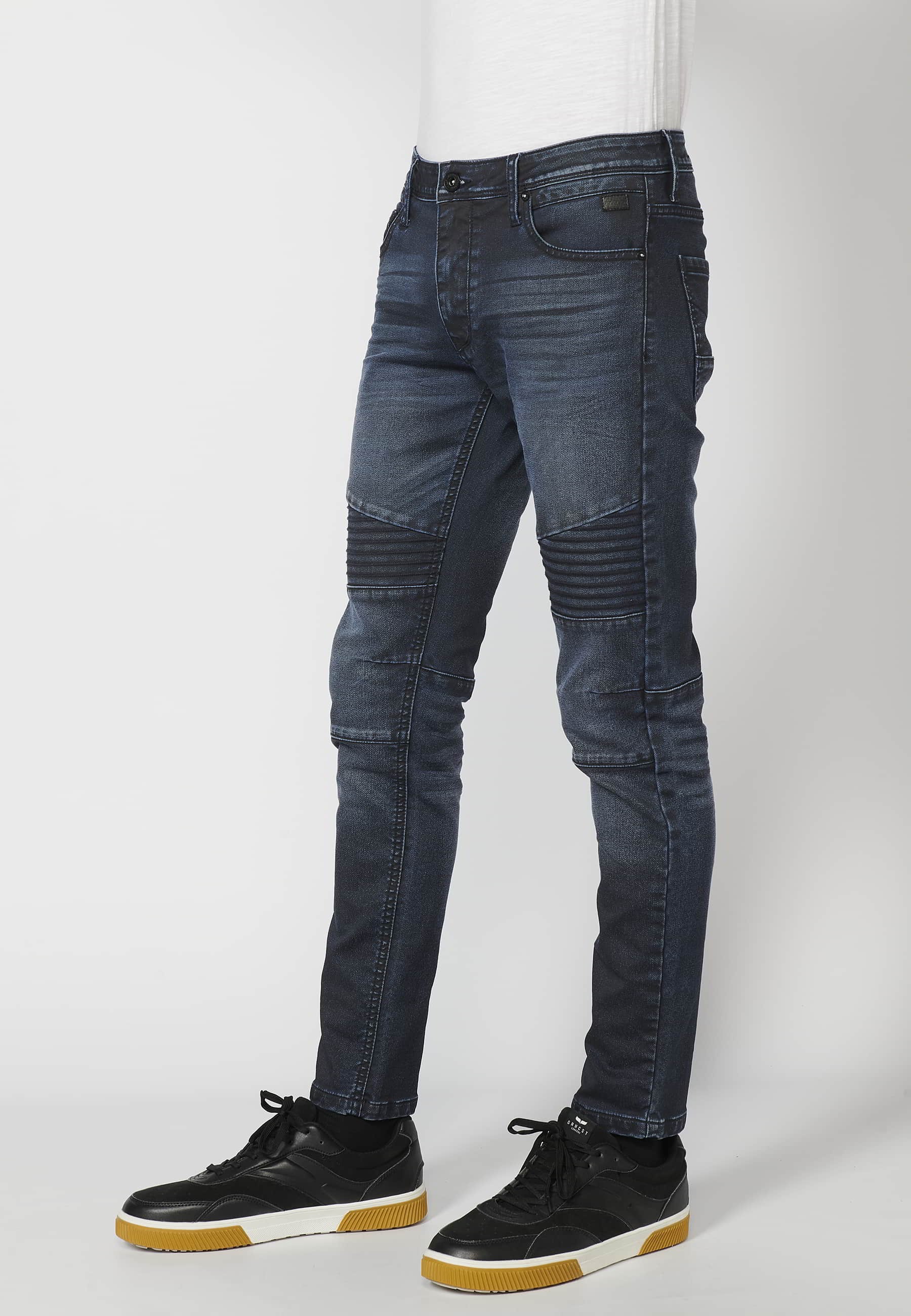 Dark blue skinny fit long jeans for Men 1