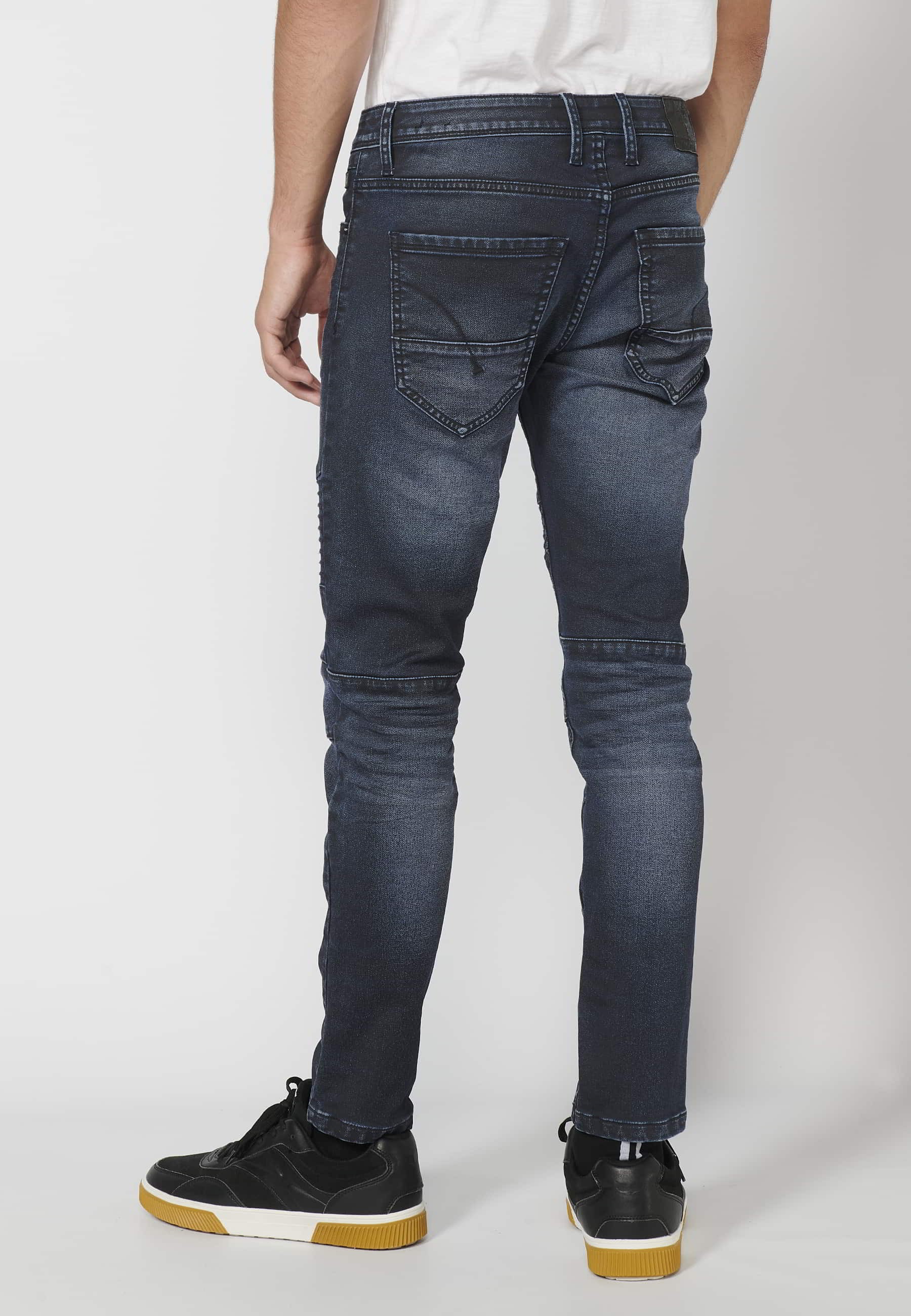 Dark blue skinny fit long jeans for Men 3