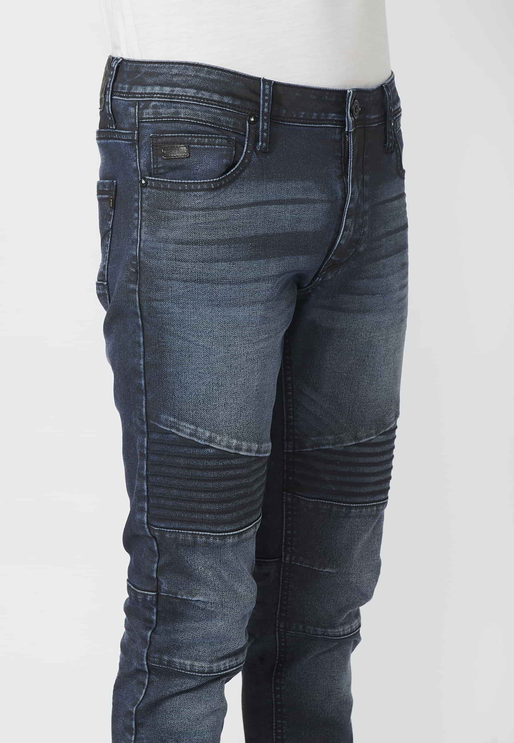 Dark blue skinny fit long jeans for Men 4