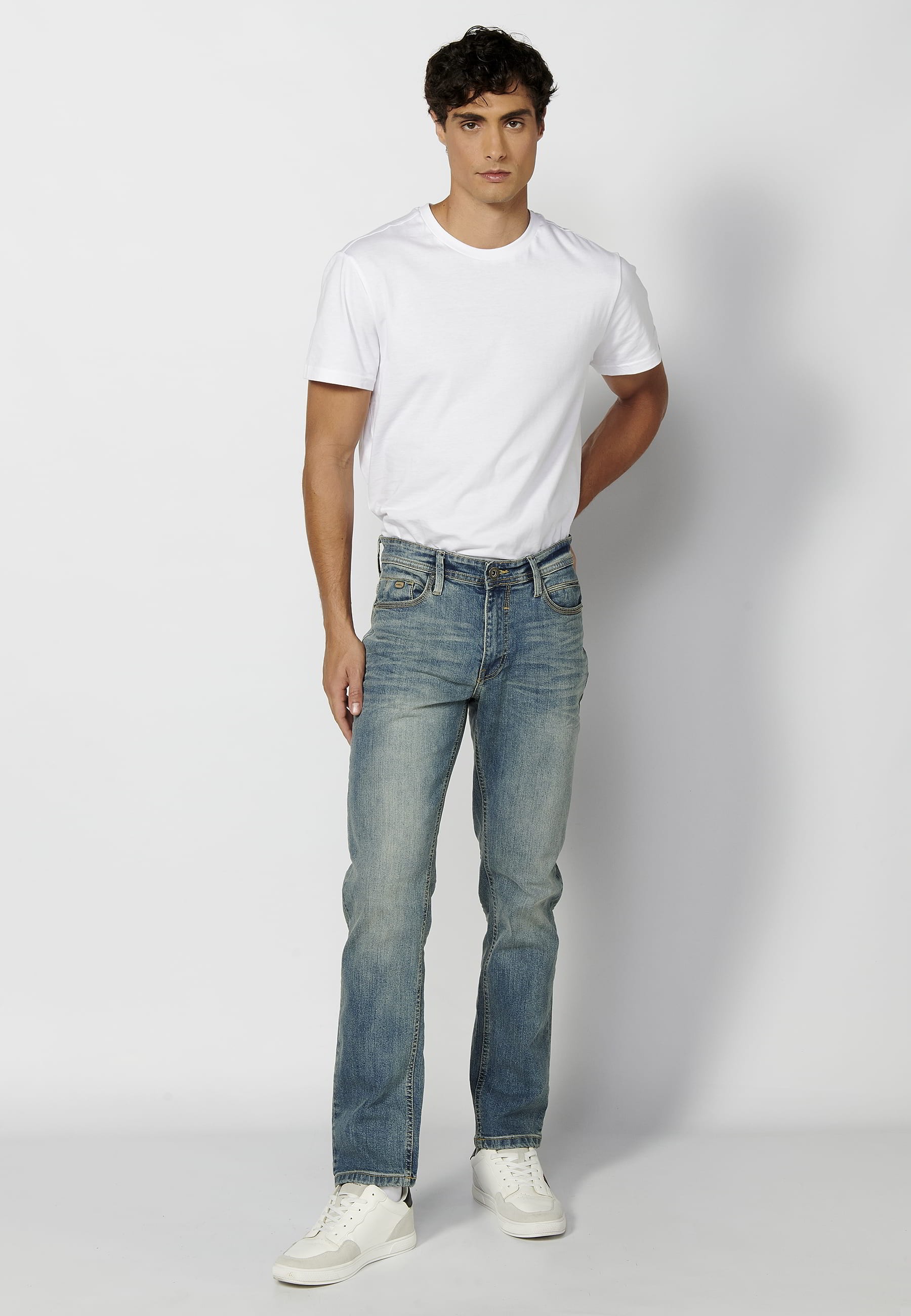Super skinny long pants, with five pockets, worn gray color for Men