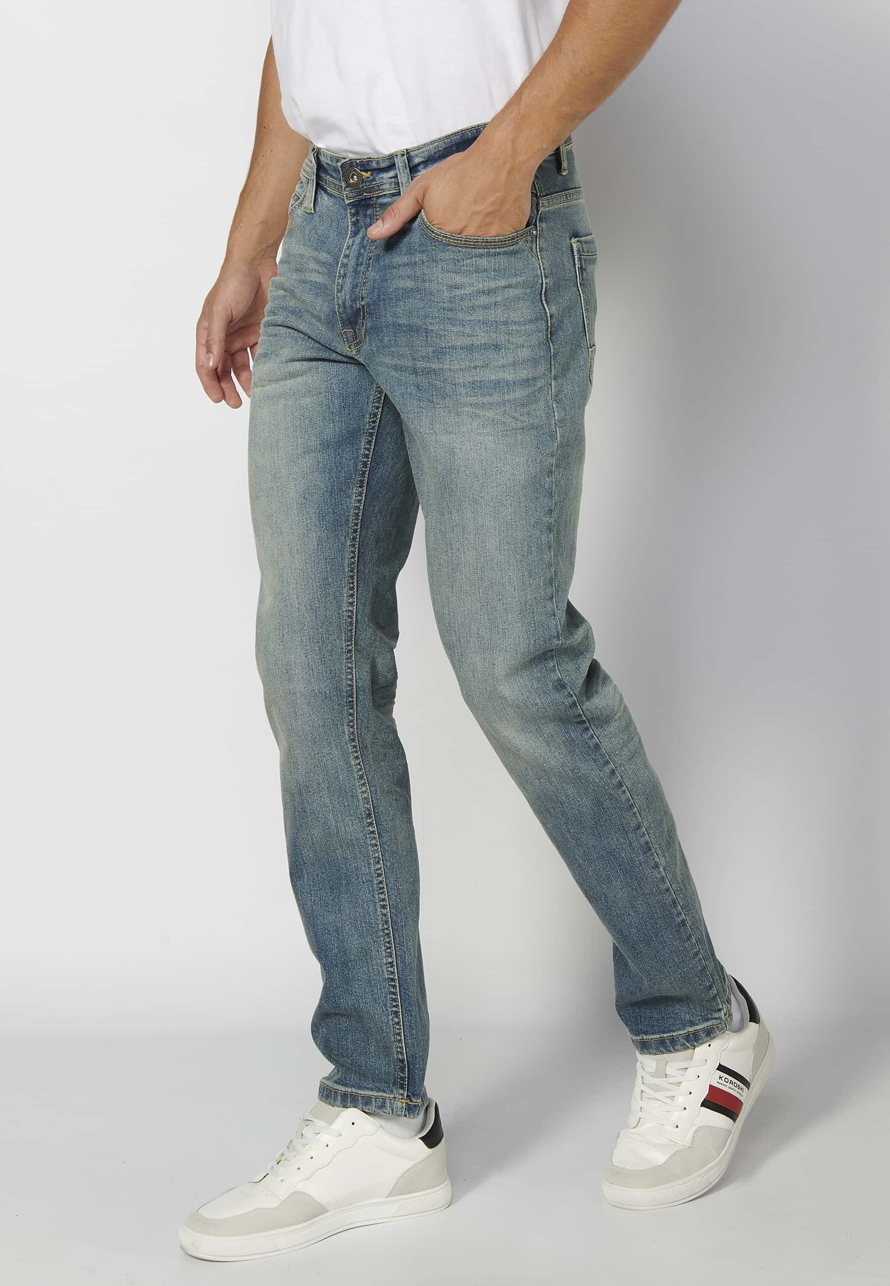Pantalon long super skinny, à cinq poches, couleur gris usé pour Homme 4