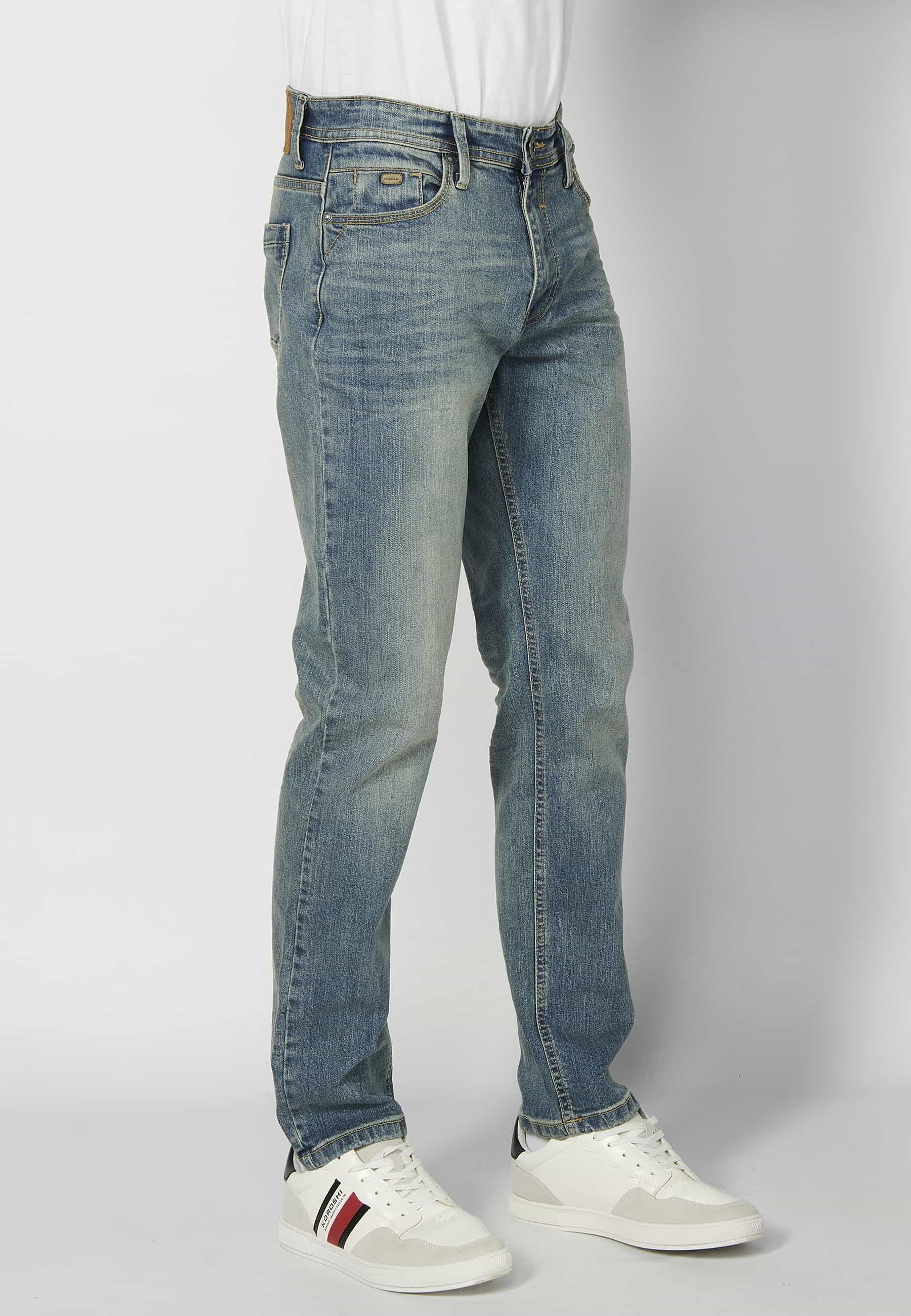 Pantalón largo super skinny, con cinco bolsillos, color gris desgastado para Hombre 3