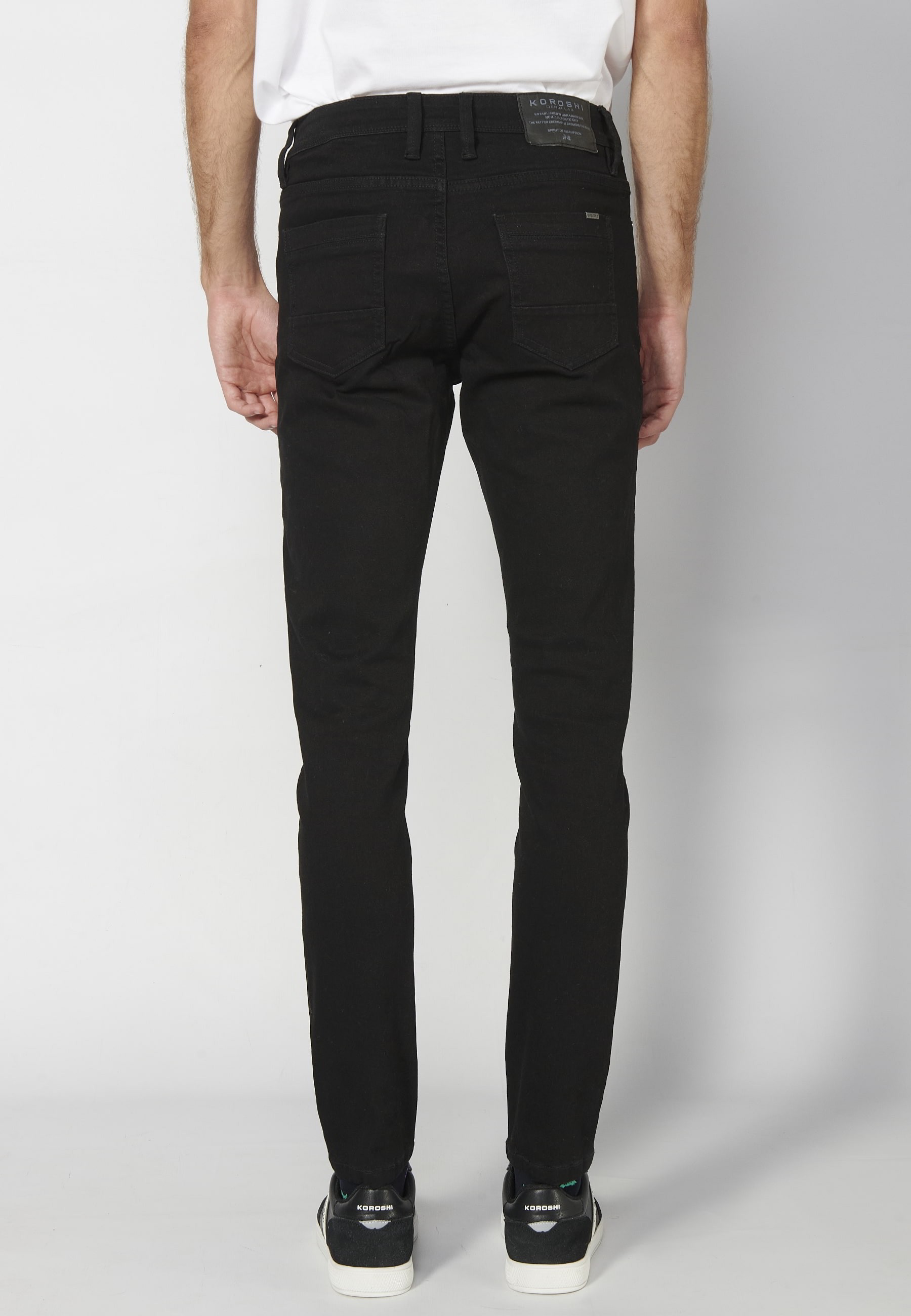 Pantalón largo jeans super skinny fit con cinco bolsillos color Denim Negro para Hombre